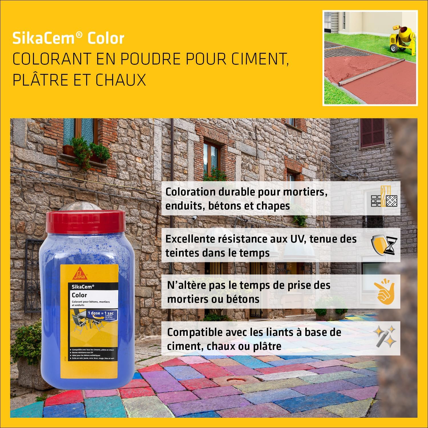 Thumbnail 2 de SikaCem Color Bleu – Colorant en poudre pour ciment/chaux/plâtre (700 g)