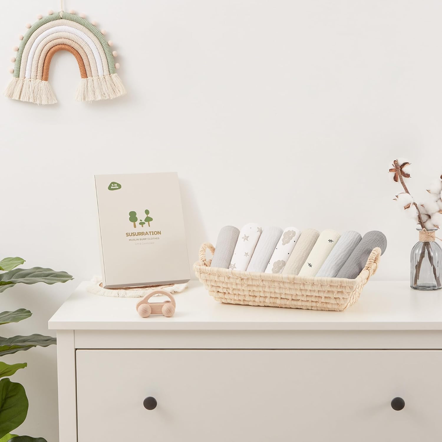 Thumbnail 5 de Susurration Mulltücher Baby Spucktücher 8er-Pack aus 100% Baumwolle (60×60 cm), Musselin weiß-apricot