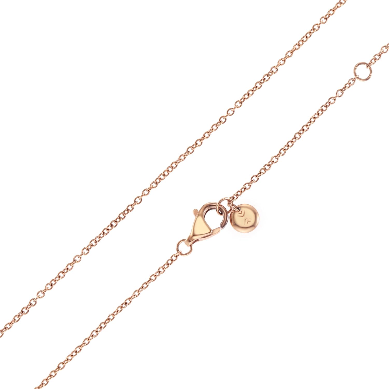 Detalle de Skagen Damen Halskette Edelstahl Roségold gebürstet mit Karabinerverschluss – Rondeller Anhänger 14,6 x 14,6 mm
