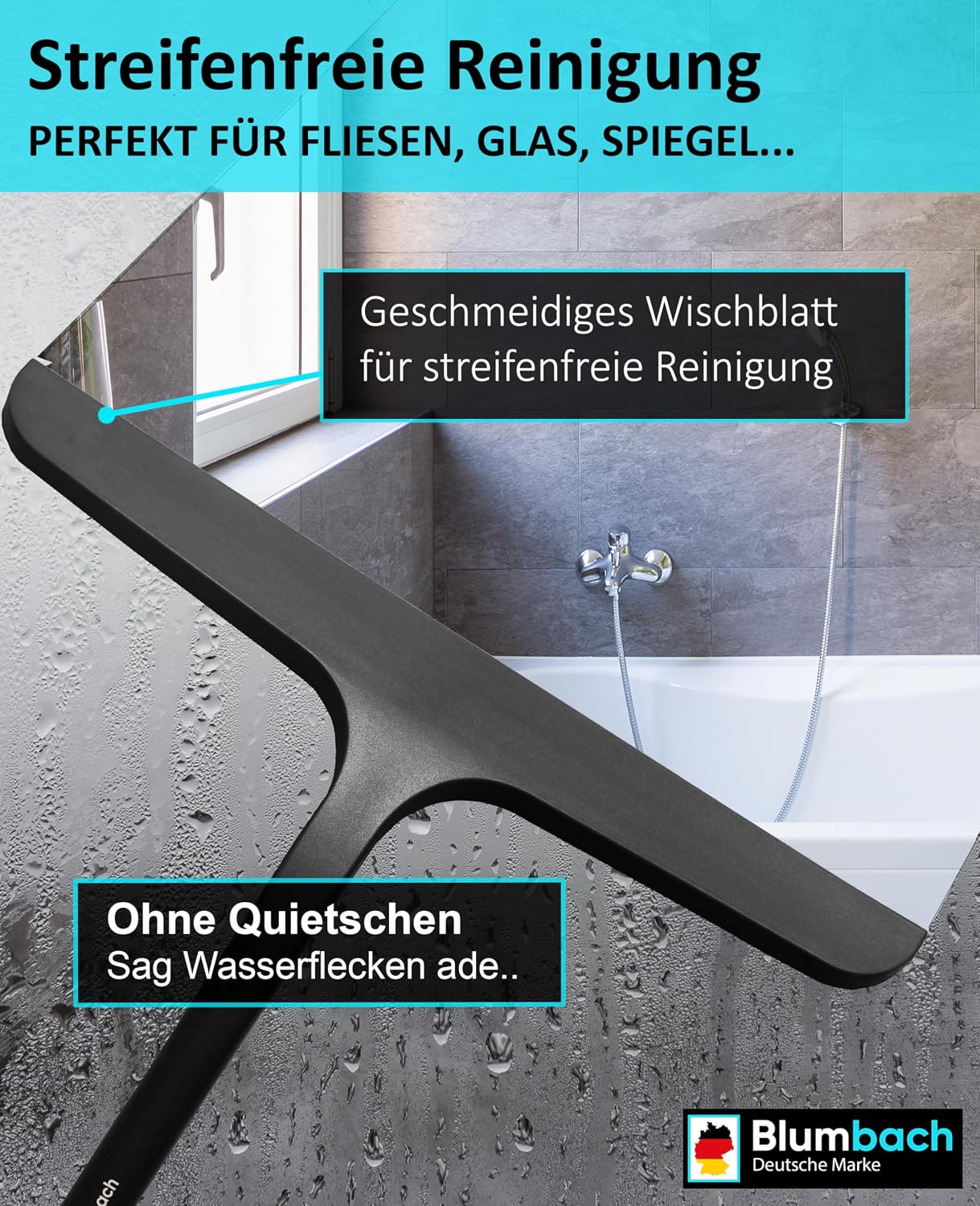 Detalle 2 de BLUMBACH Duschabzieher 28 cm schwarz