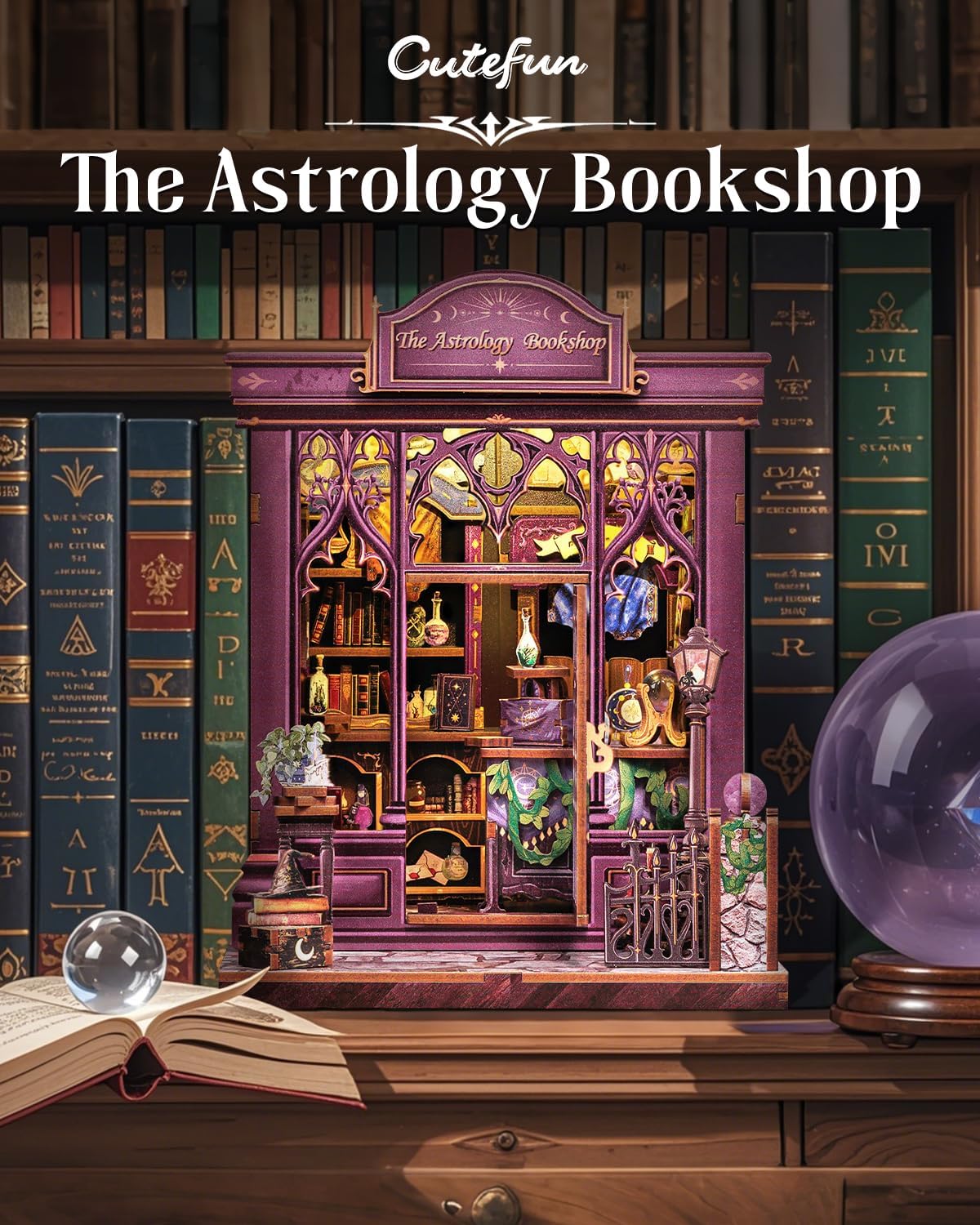 Thumbnail 2 de Cutefun The Astrology Bookshop – kit Book Nook DIY adulte avec lumière LED