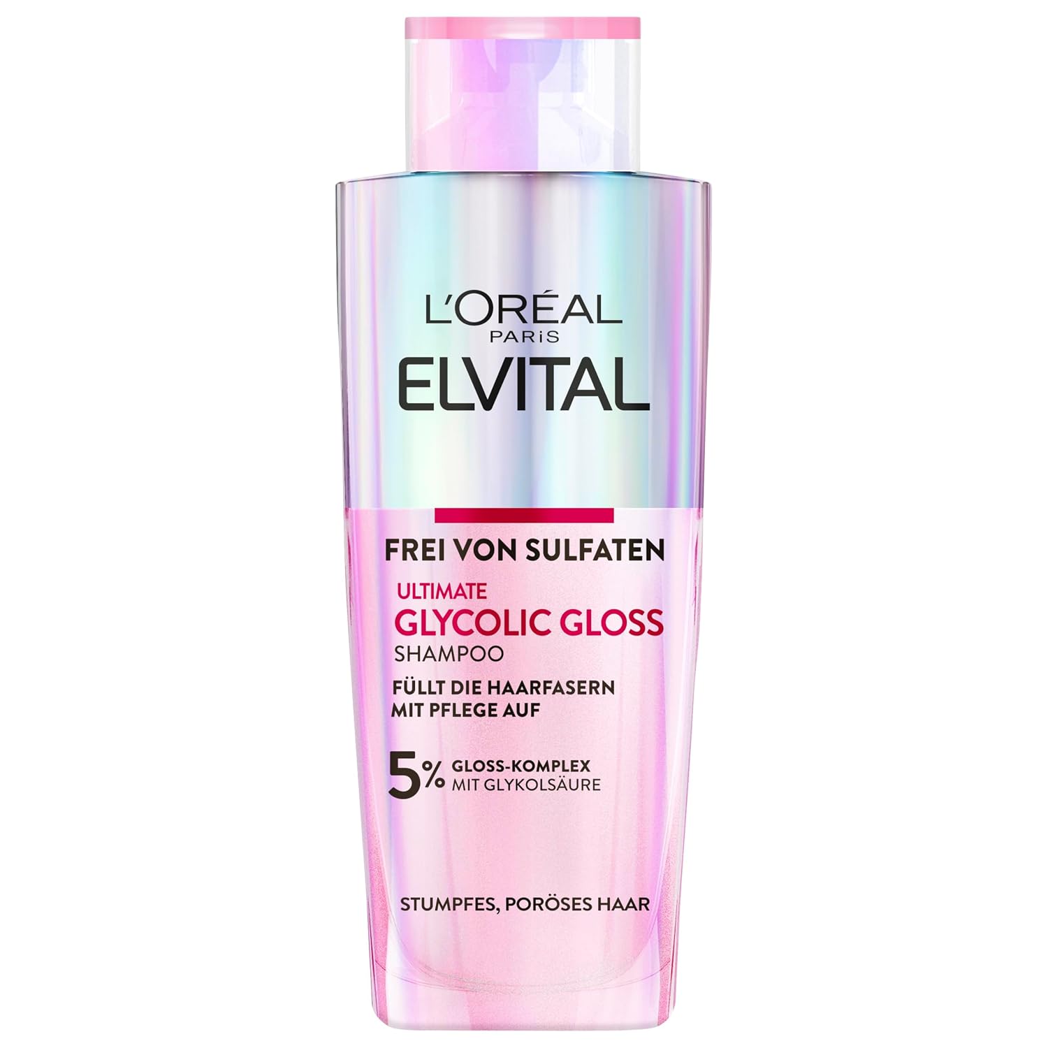 Detalle 2 de L’Oréal Paris Elvital Glycolic Gloss Shampoo mit Glykolsäure (200 ml) für glanzloses, stumpfes Haar