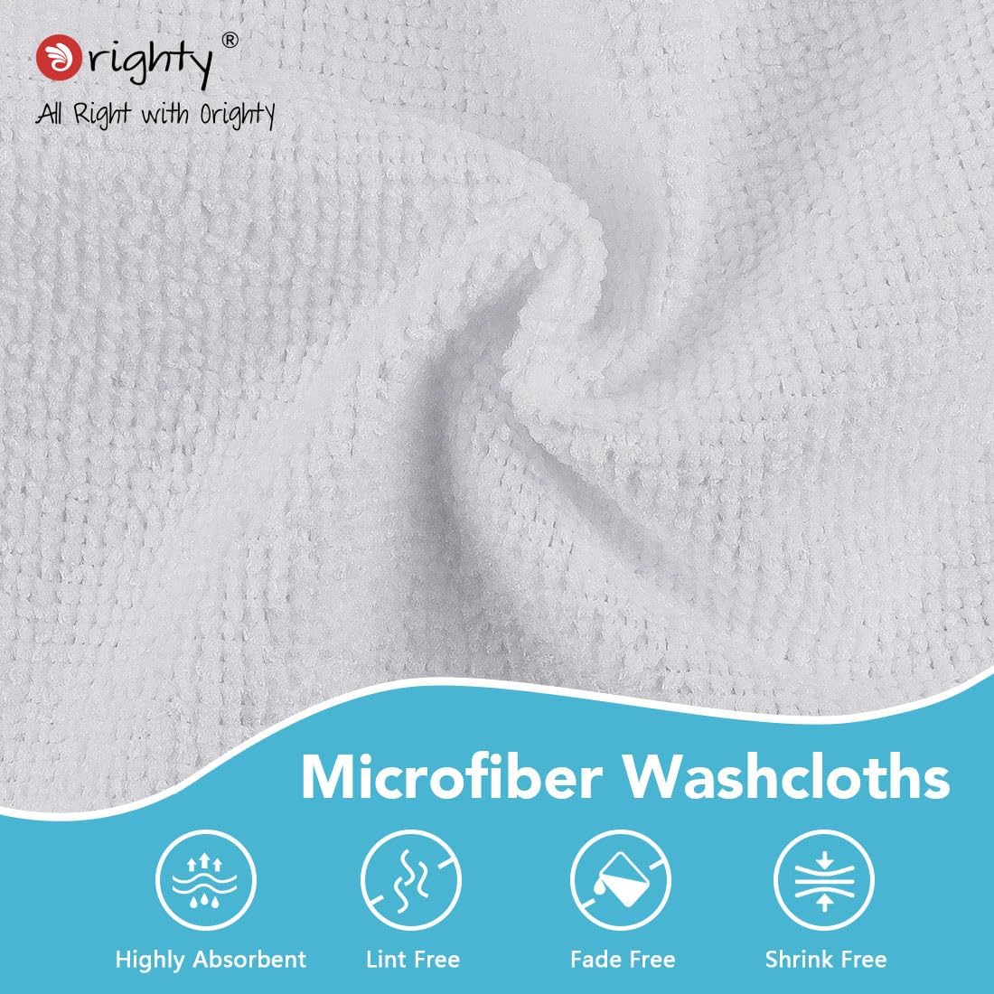 Detalle de Orighty Washcloths Bulk (200 Pack): Ultra-Absorbent Microfiber Face Towels, 12x12 Inches