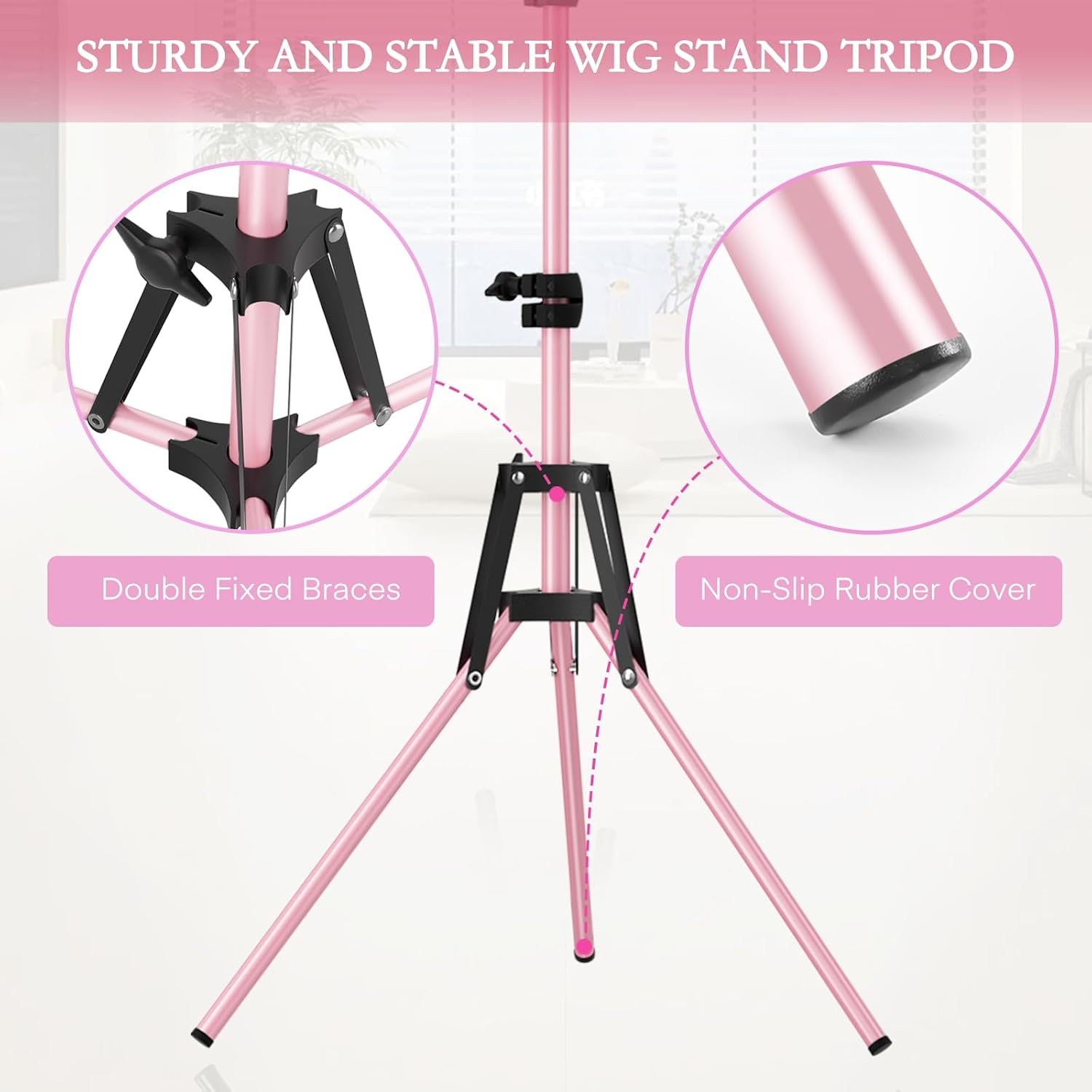 Detalle 2 de Fernlandia Mannequin Head Stand 20–63in Pink