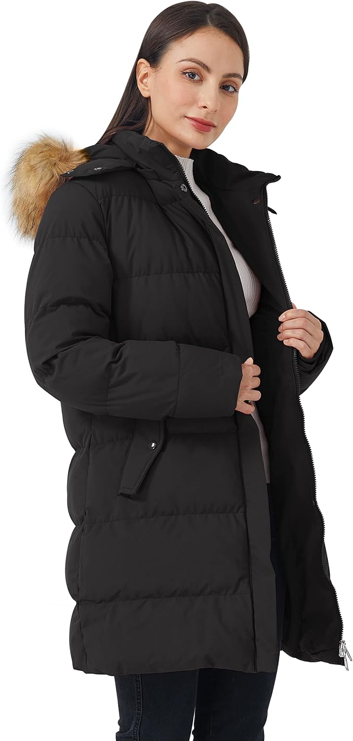 Detalle 2 de WenVen Women's Winter Thicken Puffer Coat with Removable Faux Fur Hood