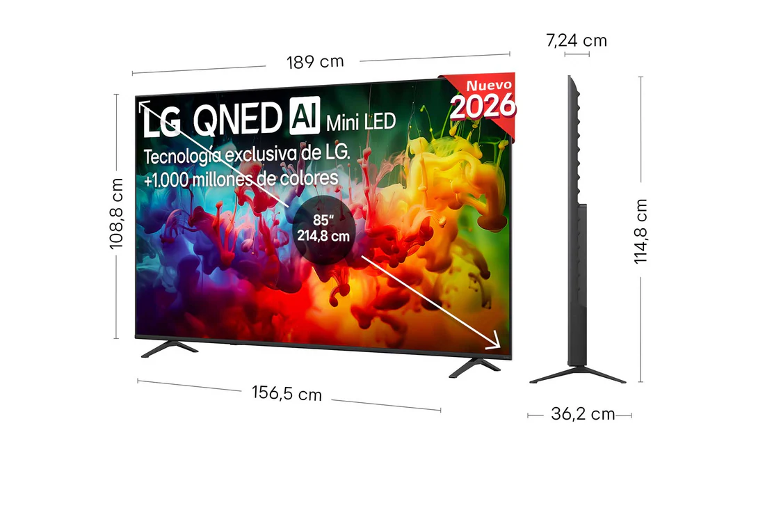 Detalle de LG 85QNED7EB3A: Smart TV QNED MiniLED AI 4K de 85 pulgadas (2026)
