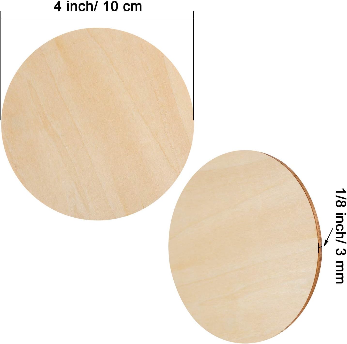 Detalle de Thiecoc 10cm未完成ラウンドウッドディスク 30枚セット、厚さ0.25cmのバルサ材