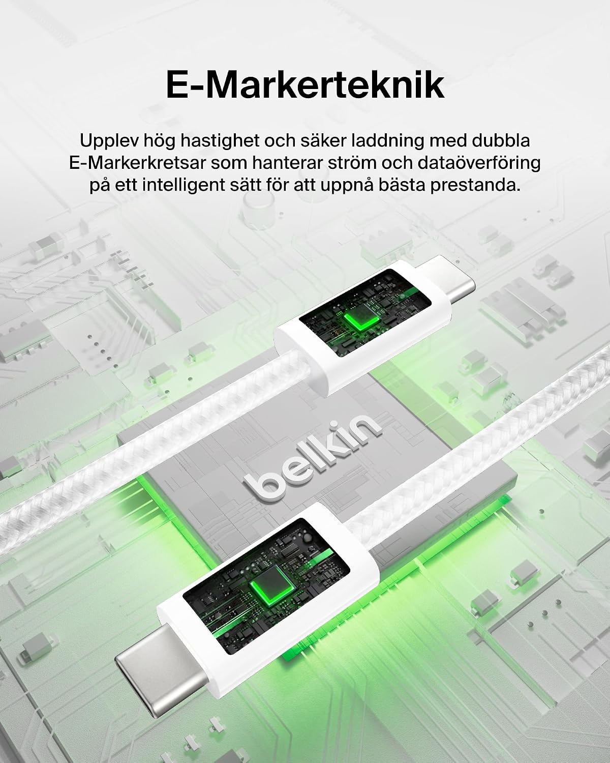 Detalle 1 de Belkin 2-pack USB-C till USB-C-kablar, 1,5 m, flätade och upp till 240 W