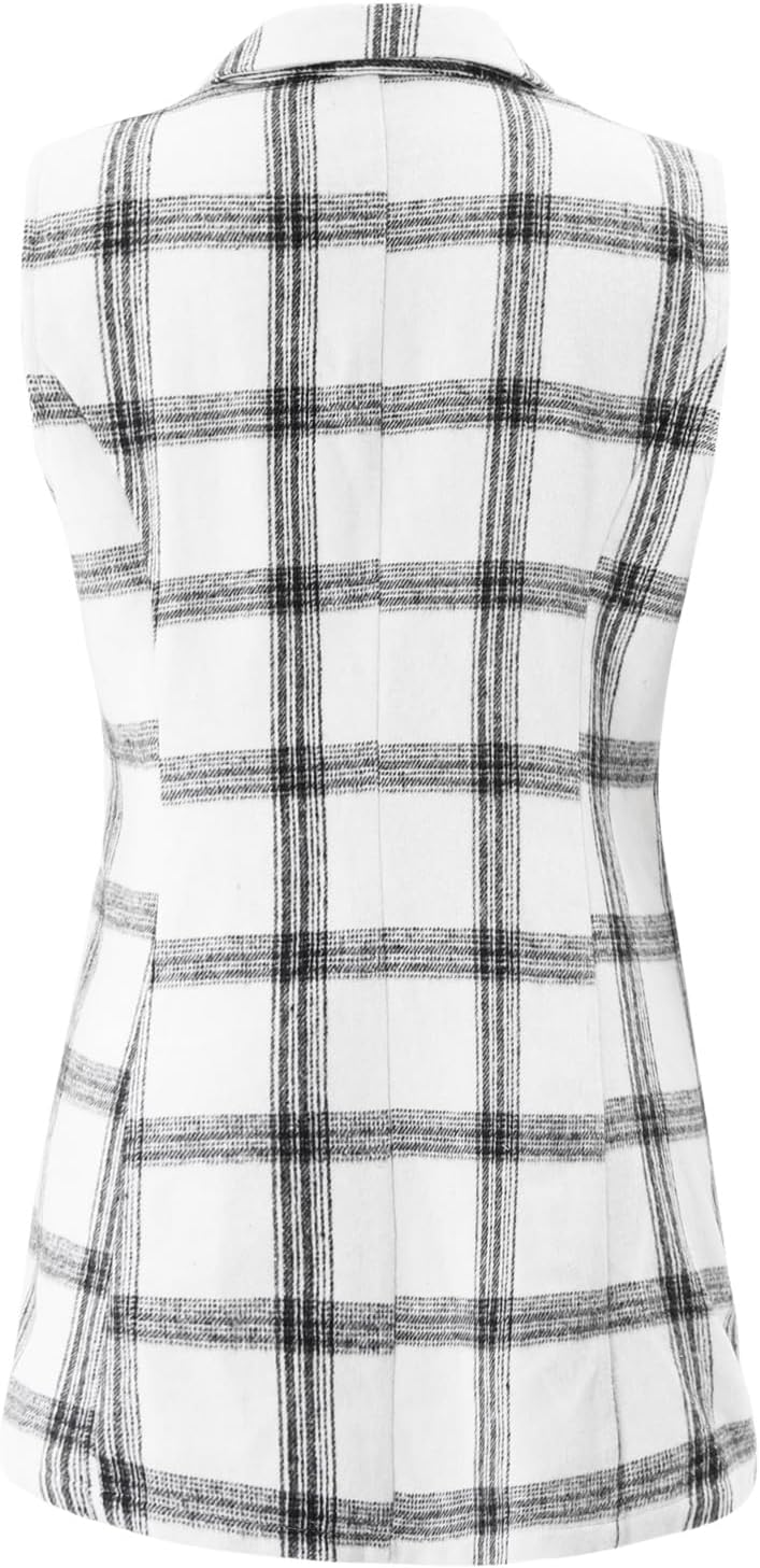 Detalle 1 de BETTE BOUTIK Plaid Flannel Vest for Women, Sleeveless Midi-Length Layer