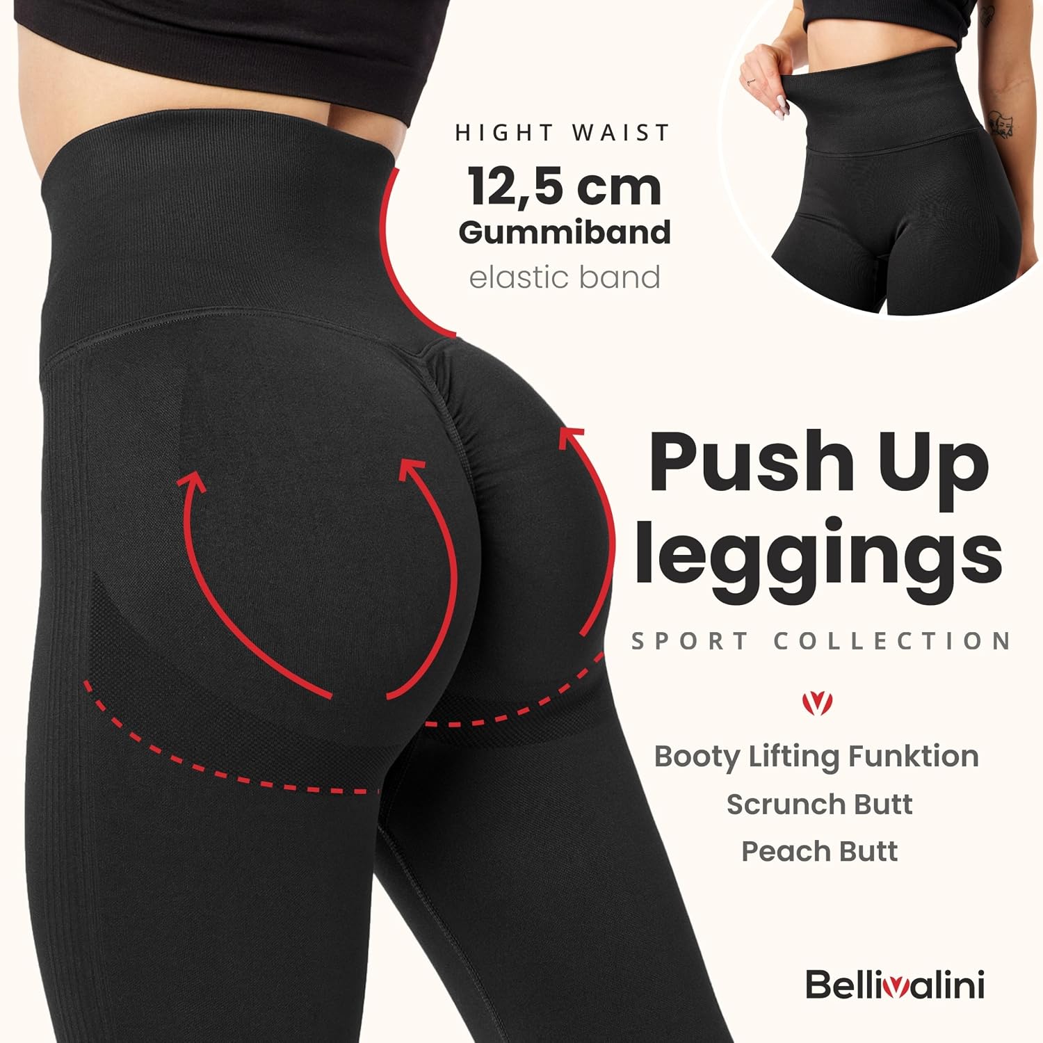 Detalle 1 de Bellivalini BLV50-255 Leggins Push-up Vita Alta