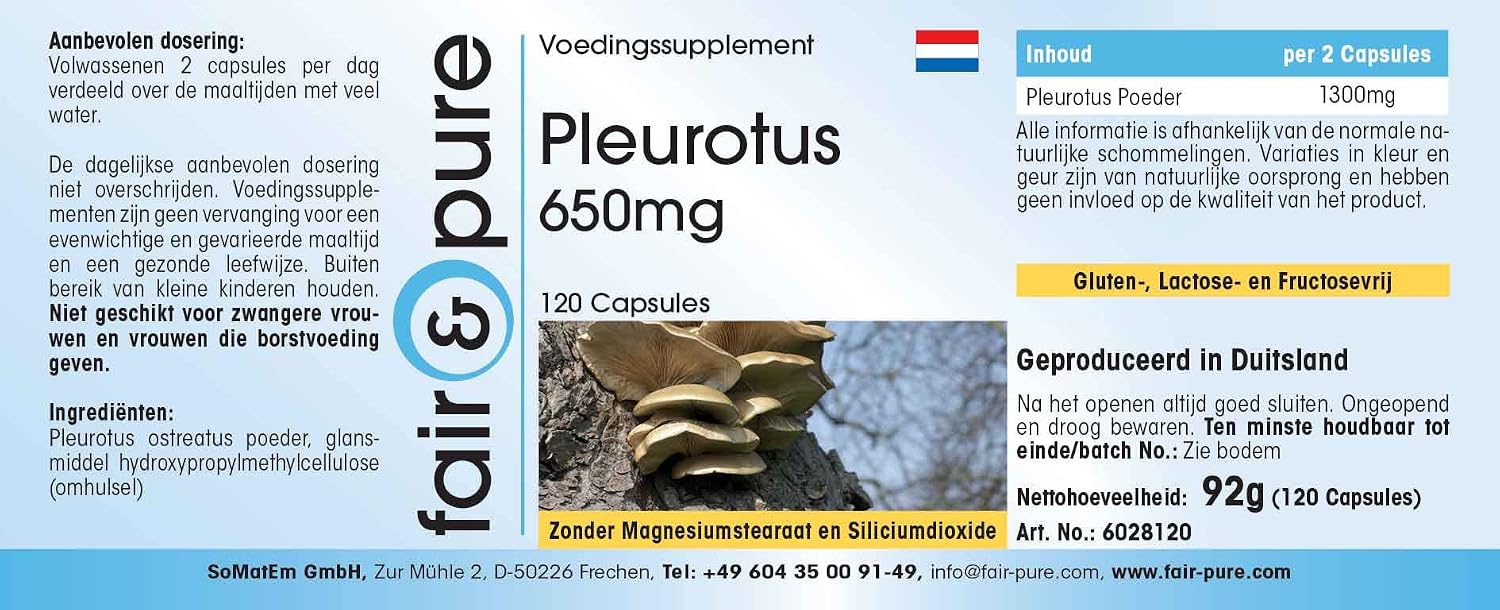 Thumbnail 6 de Fair & Pure Pleurotus 650mg – Vegane Austernpilz-Kapseln, 120 Stück, in Deutschland hergestellt