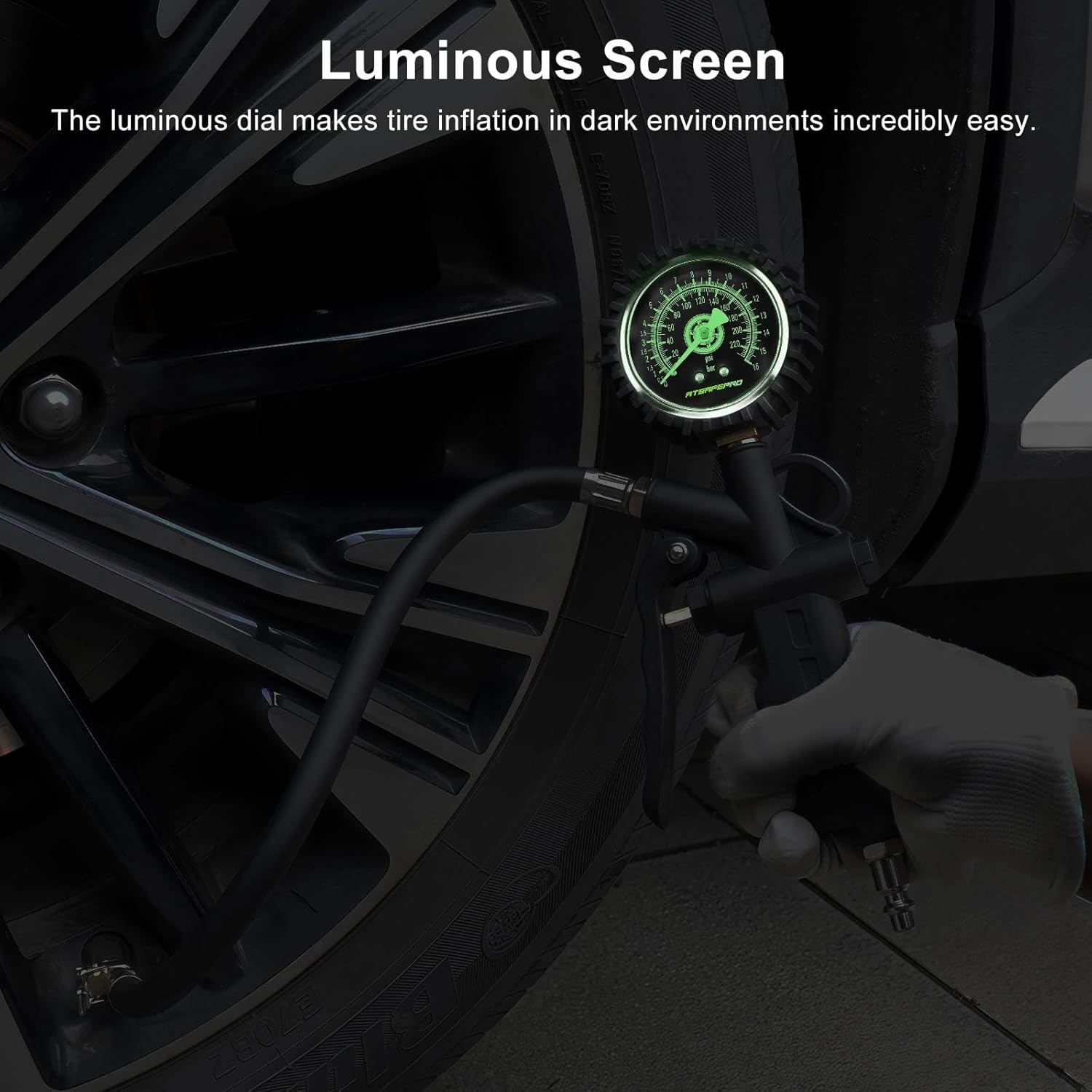 Thumbnail 1 de ATsafepro 3-in-1 Car Tyre Inflator Gauge with Pressure Gauge (up to 16 Bar / 220 PSI)