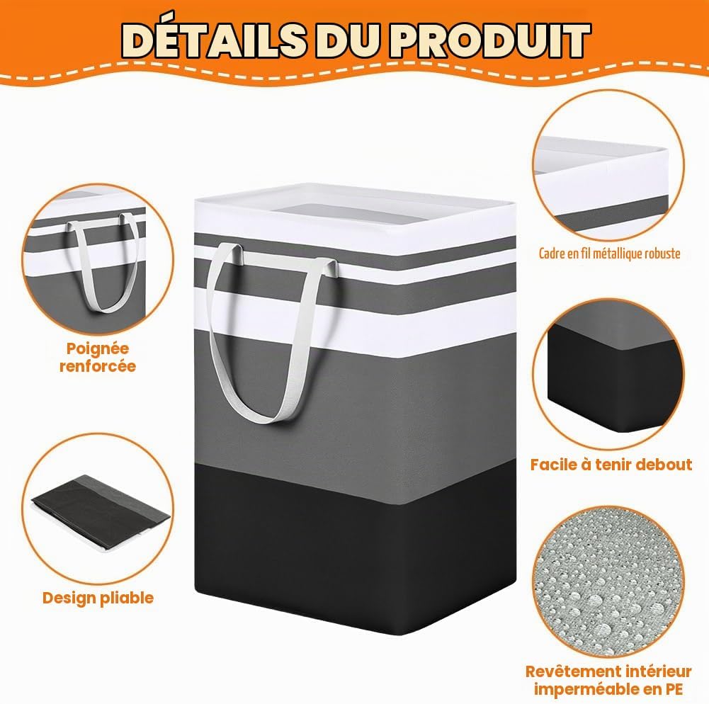 Detalle de AUAUY 5455554 opvouwbare wasmanden, set van 2, waterdicht
