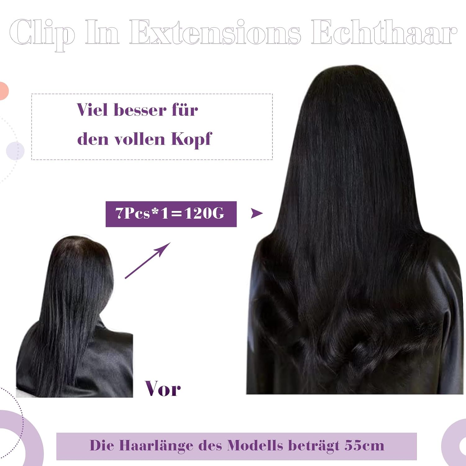 Detalle de LaaVoo Clip-in Echthaar-Extensions Blond Highlight (7 Stück, 35 cm) #16/22