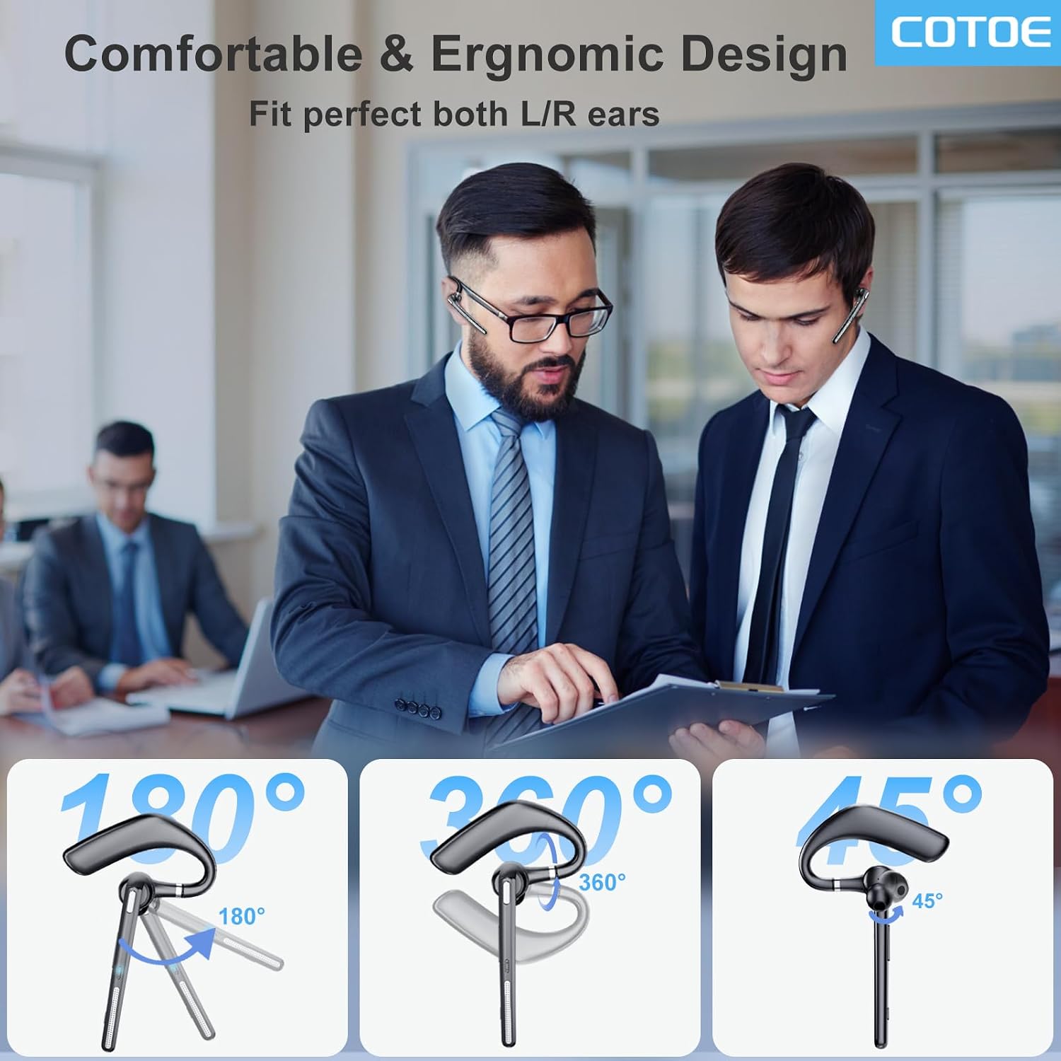 Detalle de COTOE G7 Bluetooth Headset with Noise-Cancelling Mic and Charging Case