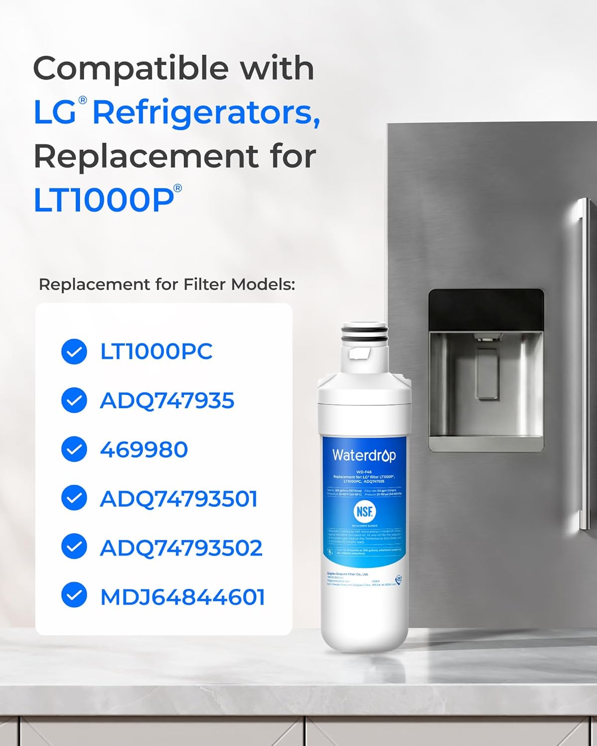Thumbnail 1 de Waterdrop ADQ747935 Refrigerator Water Filter and Air Filter, 3 Combo