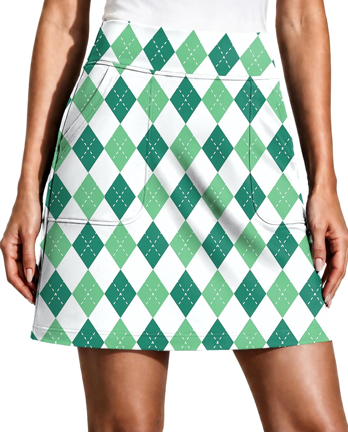 Detalle de PINSPARK 17" High-Waisted Golf Skorts for Women with UPF 50+ and 4 Pockets