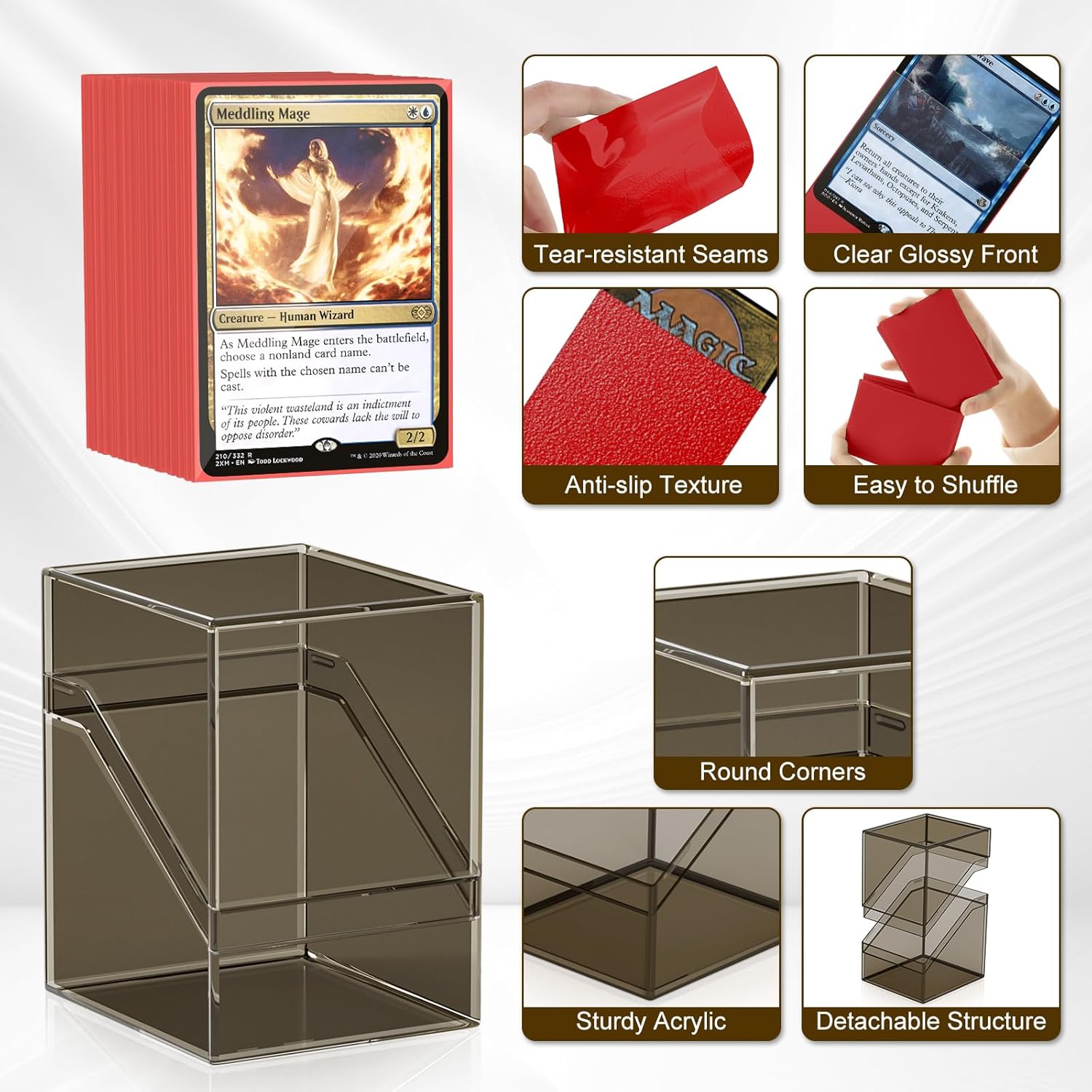 Thumbnail 3 de Mlikero 6 Pack Card Deck Boxes – Black Commander Case with 600 Sleeves and Dividers