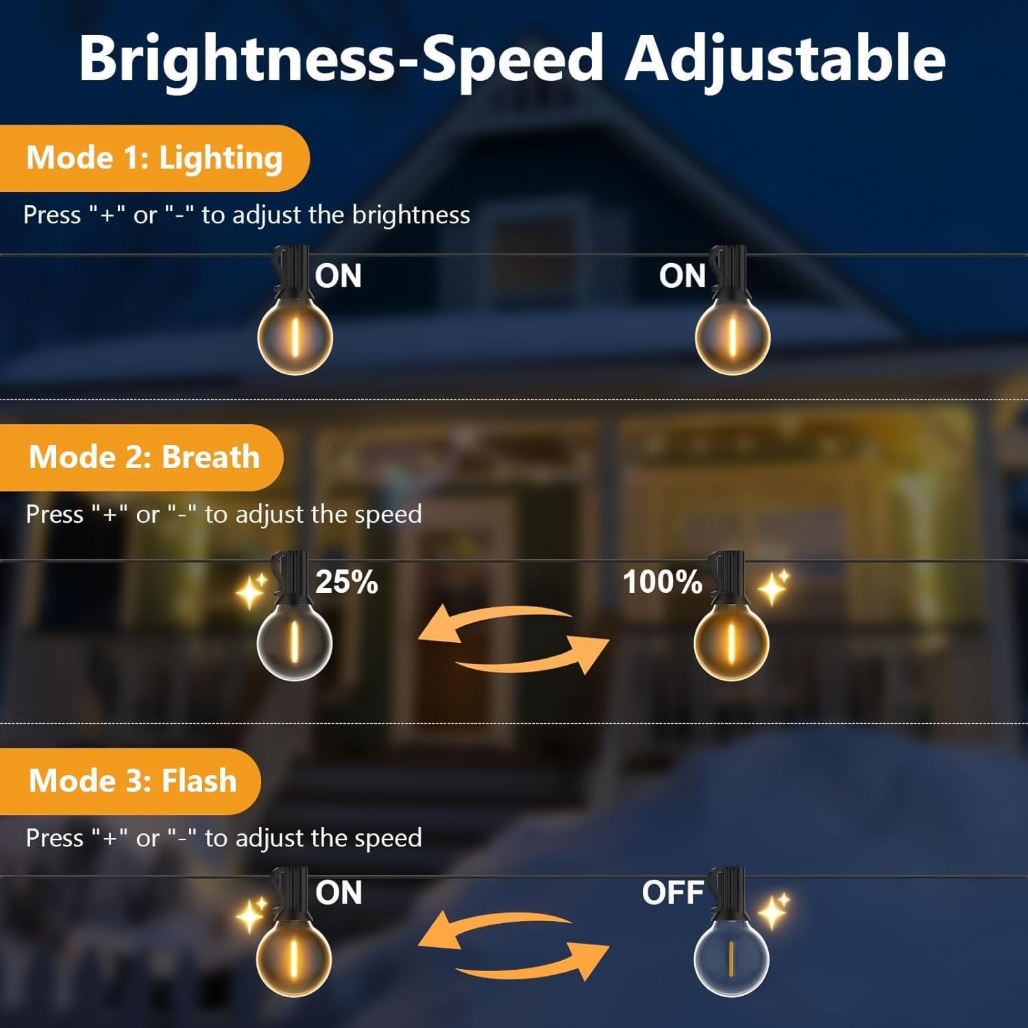 Thumbnail 3 de SUWIN Catena Luminosa da Esterno 45 m con 75+2 lampadine LED a 24 V