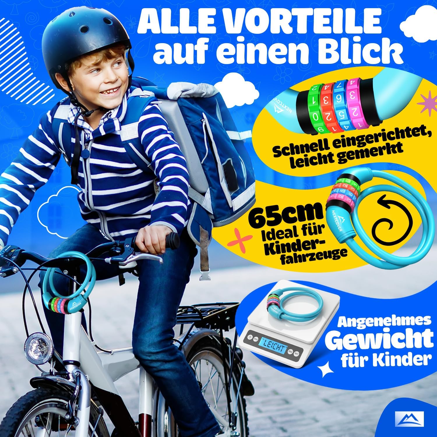 Detalle 2 de Nextcover NEXTCOVER Fahrradschloss für Kinder mit 5 Stellen