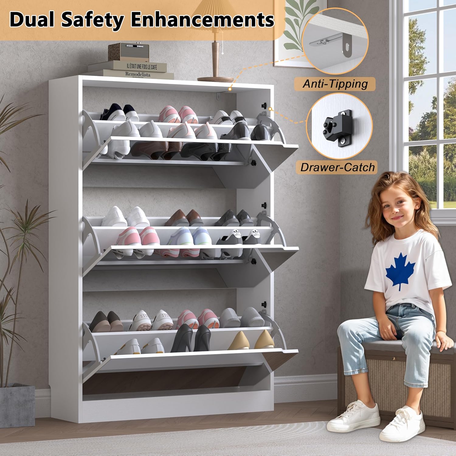 Detalle de BORNOON Shoe Cabinet for 18–24 Pairs