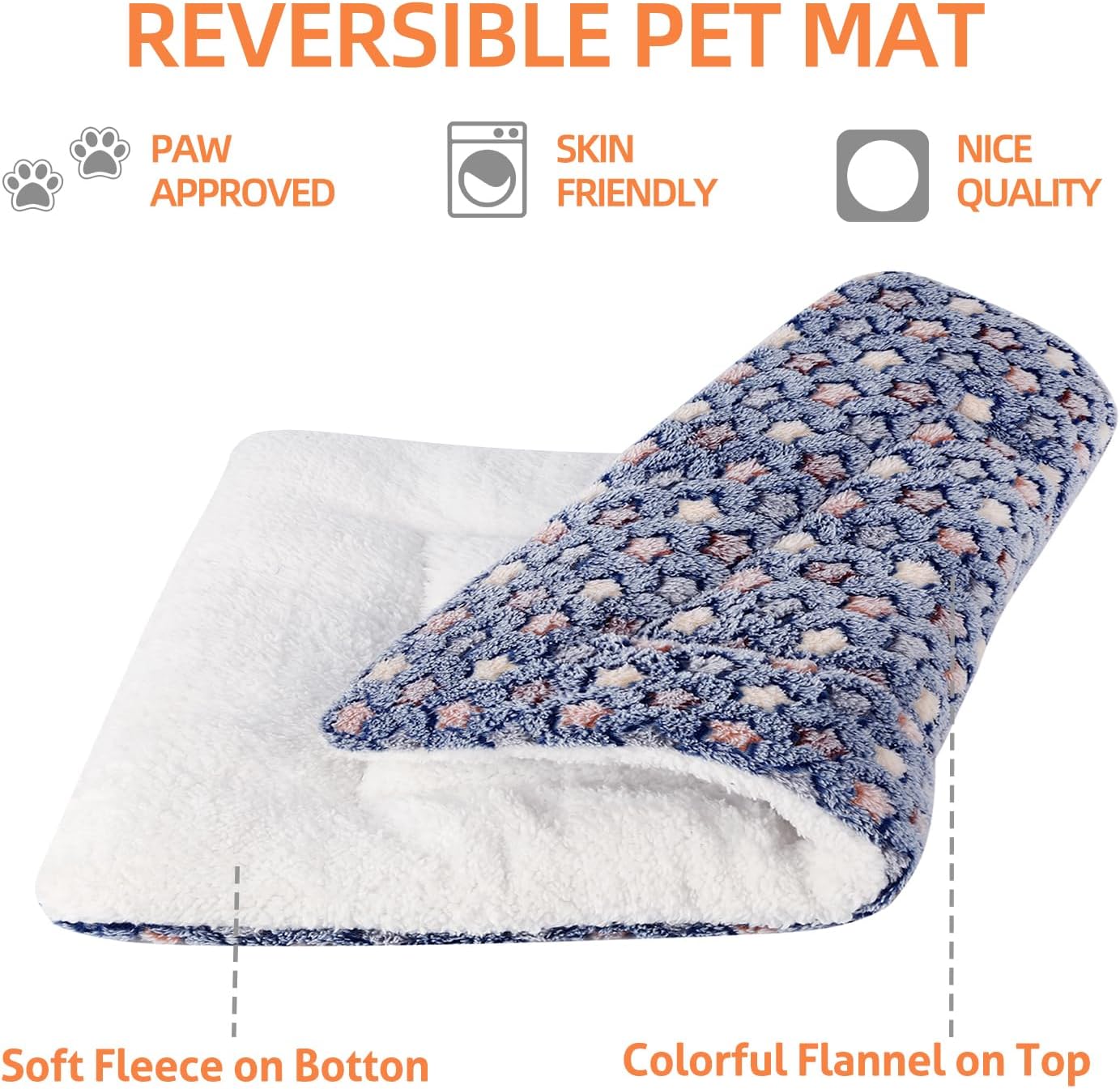 Detalle de Mora Pets Cat Bed for Indoor Cats – Washable Flat Kitten Bed 45x37 cm (Blue)