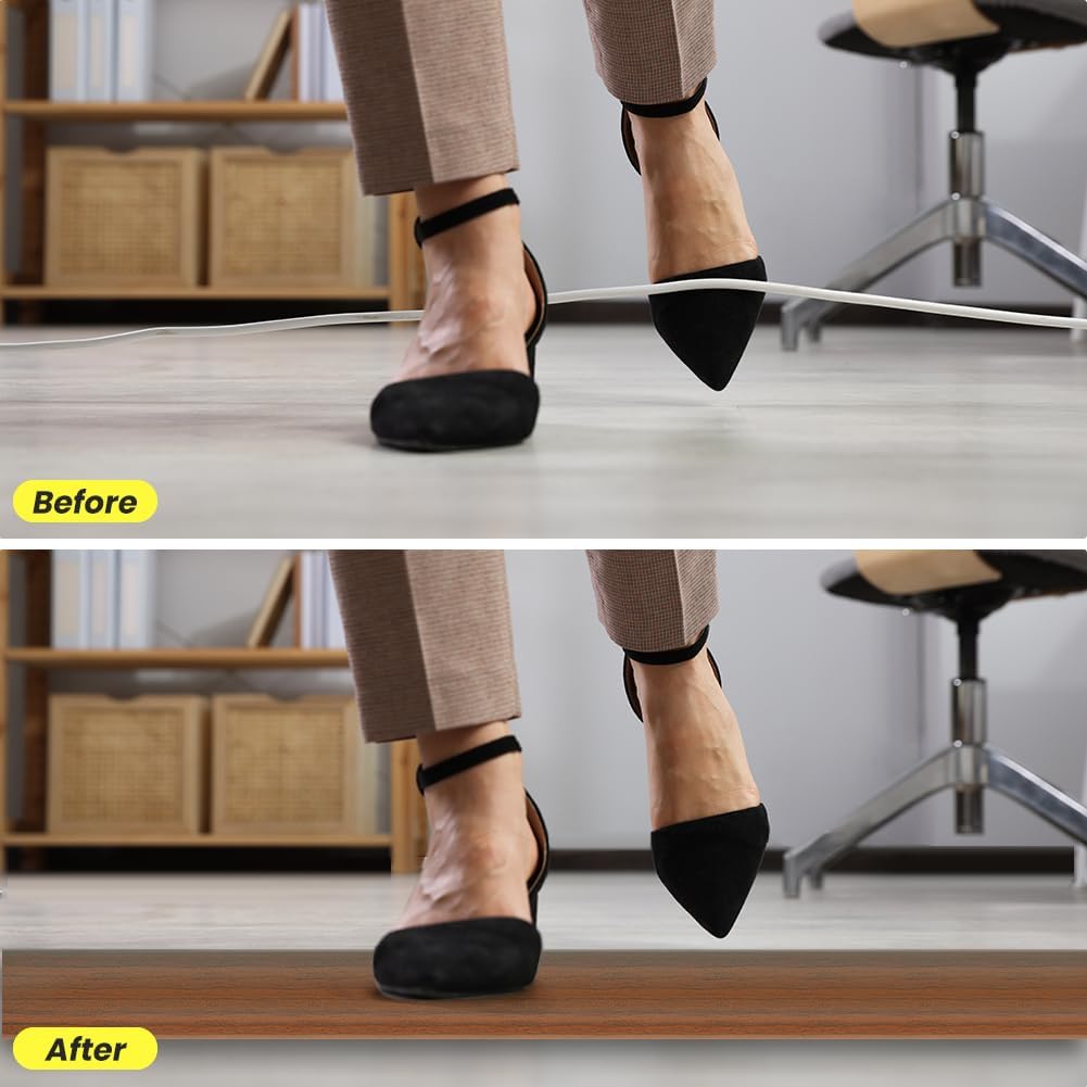 Thumbnail 3 de Adiwo Protezioni per Cavi a Pavimento 2M con 3 Canali – Passacavo in gomma calpestabile, Noce