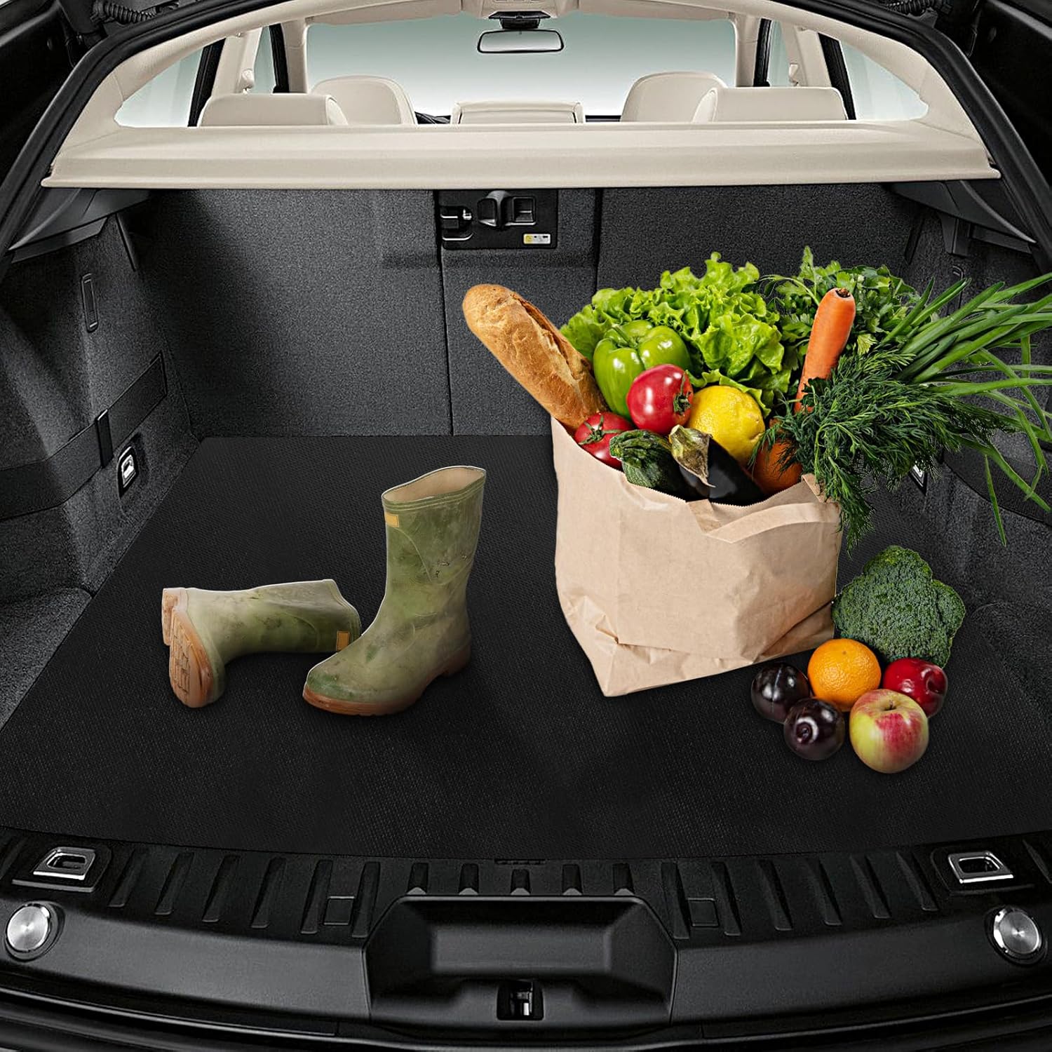 Thumbnail 5 de AiQinu Tappeto Bagagliaio Auto 120 x 180 cm antiscivolo impermeabile in PVC (tappetino universale, tagliabile)