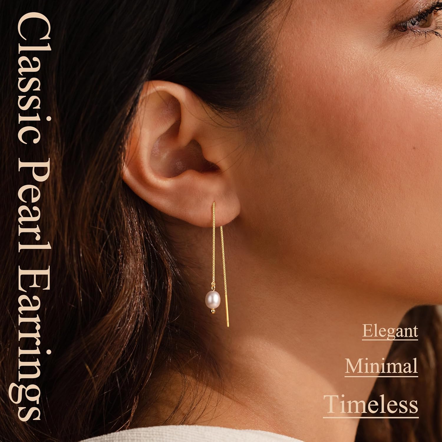 Detalle 2 de Carffordo Pearl Drop Earrings 14K Gold Plated