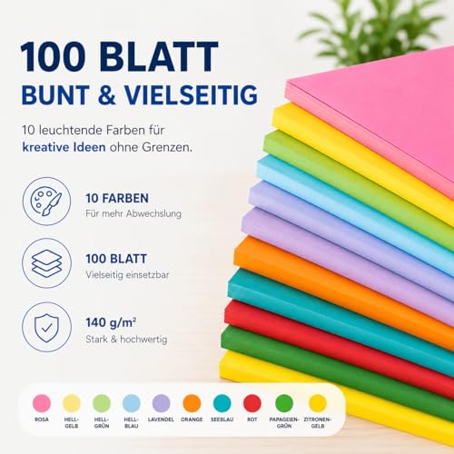 Detalle de 100x Buntes Papier A4 120 g/m² von TK Gruppe Timo Klingler – Bastelpapier bunt