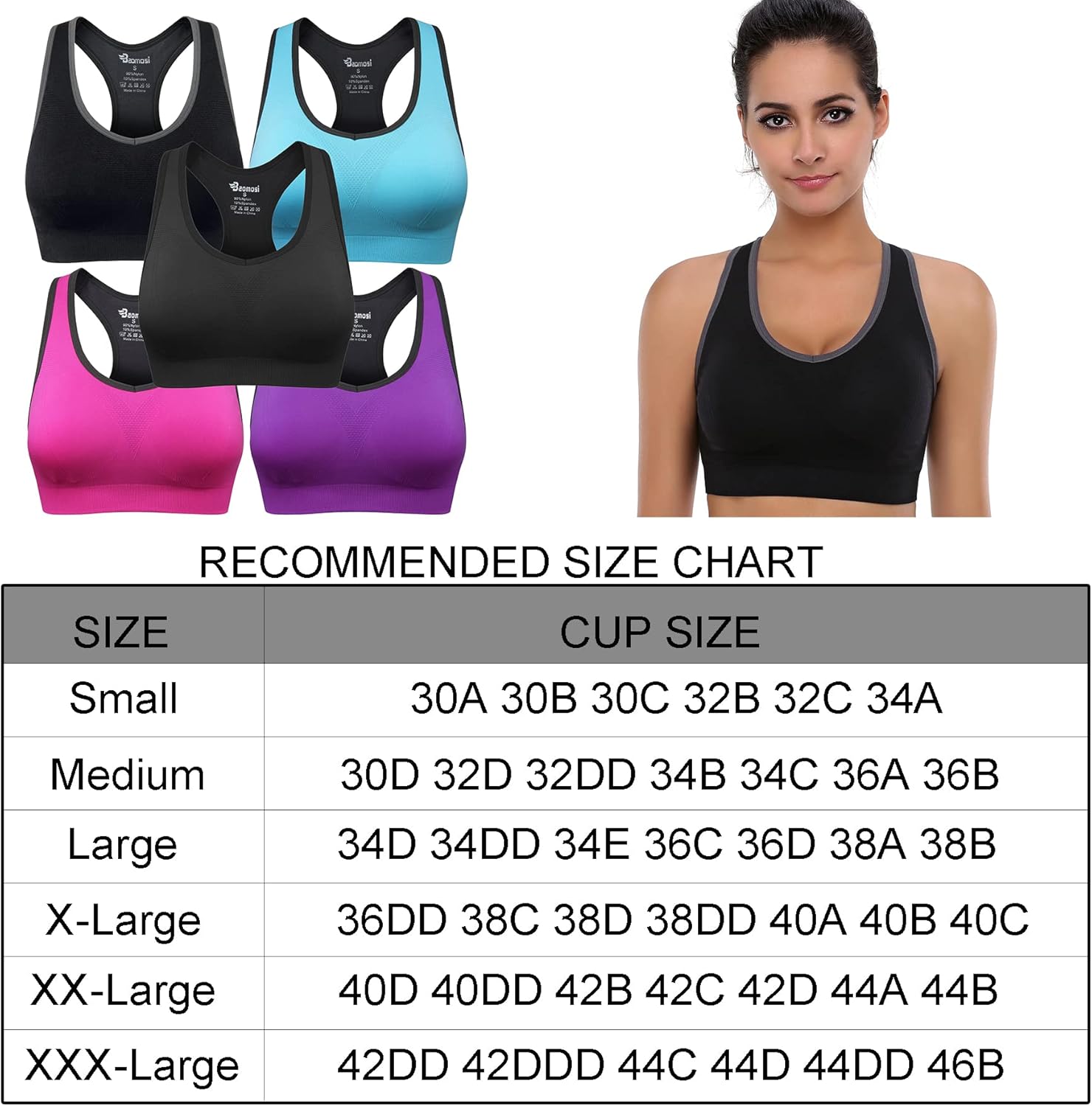 Thumbnail 1 de BAOMOSI Women's Seamless Racerback Sports Bra