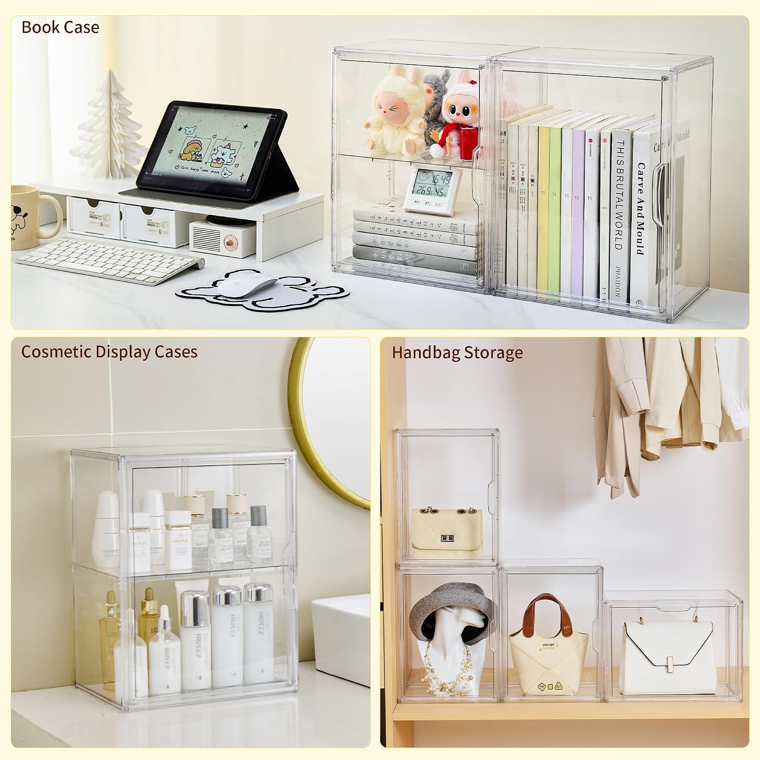 Detalle 2 de STOMDE ZSH001 Acrylic Display Case, Clear 2-Tier Stackable Storage with Magnetic Doors