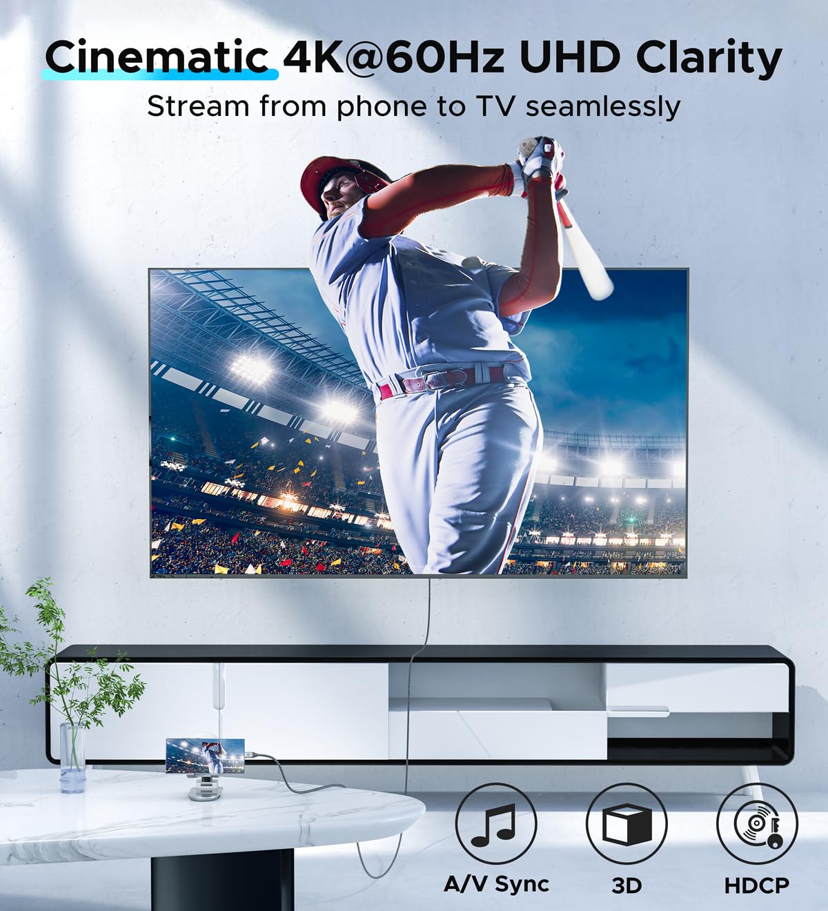 Detalle 2 de WARRKY USB-C to HDMI 4K 60Hz 3.3ft ๐