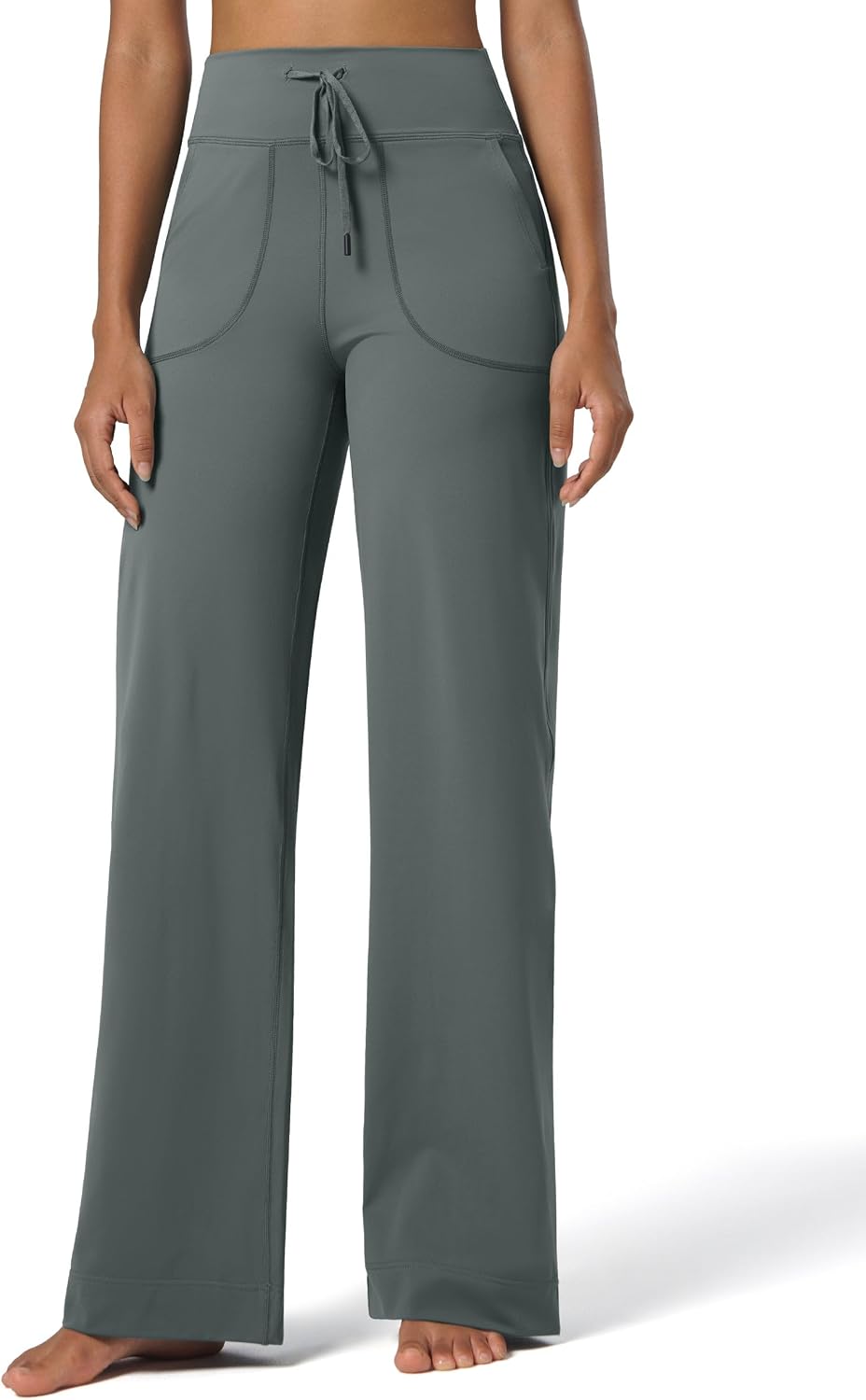 Detalle de WILLIT Damen Trainingshose mit Hoher Taille – weites Bein, 4‑Wege Stretch, Taschen