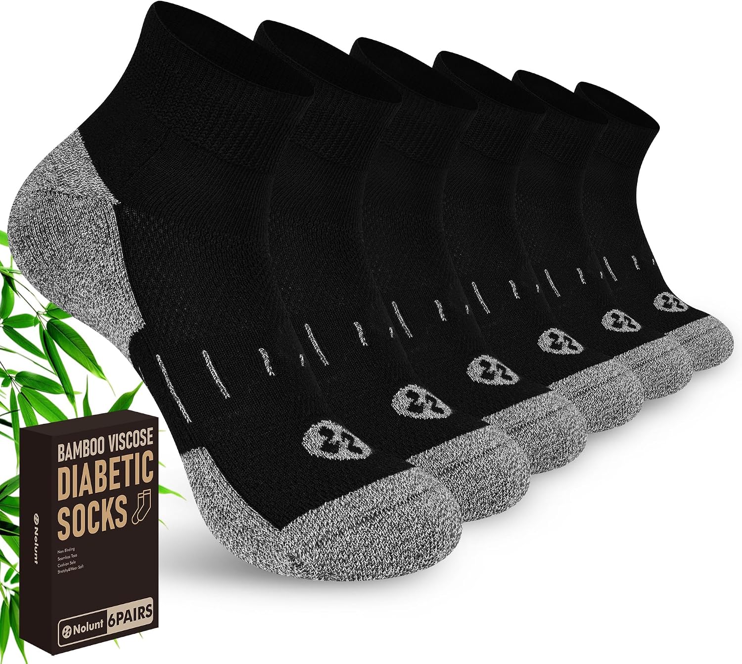 Detalle de NOLUNT Diabetic Socks, 6-Pair Pack
