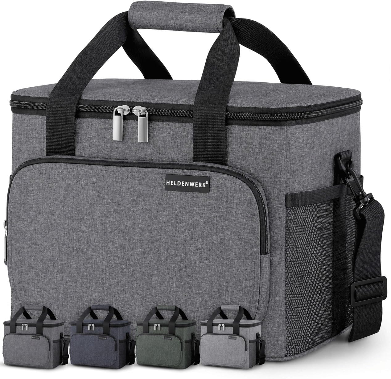 Detalle de HELDENWERK® Kühltasche groß faltbar mit 12h Kühlleistung und 6 Fächern – auslaufsicher & wasserdicht