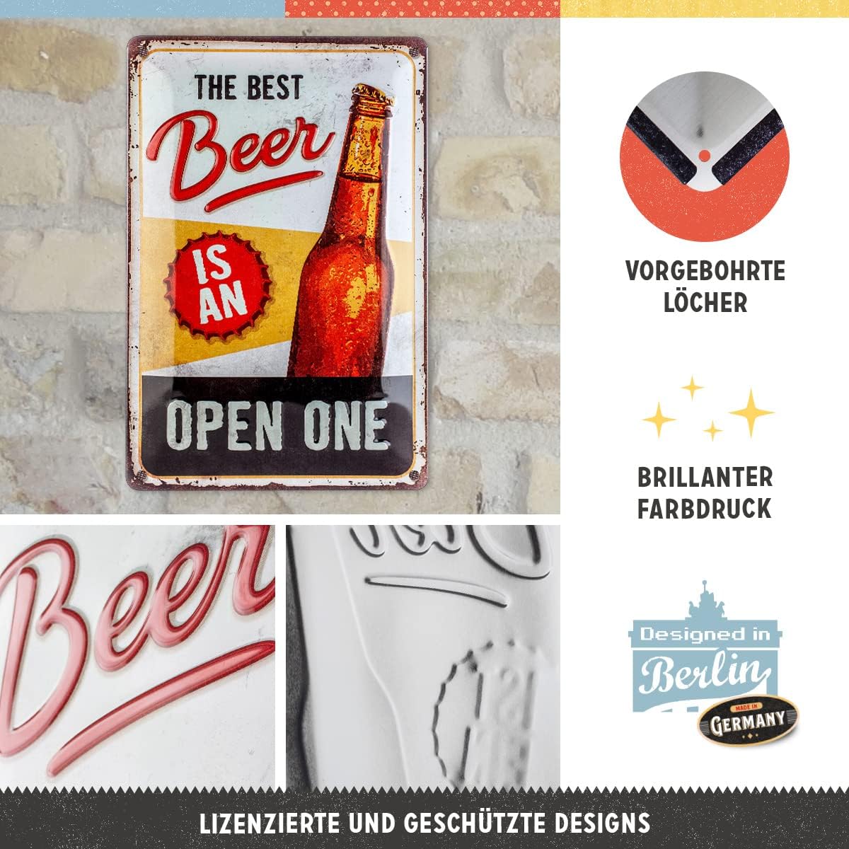 Thumbnail 1 de Nostalgic-Art Retro Tin Sign – The Best Beer is an Open One (20x30cm)