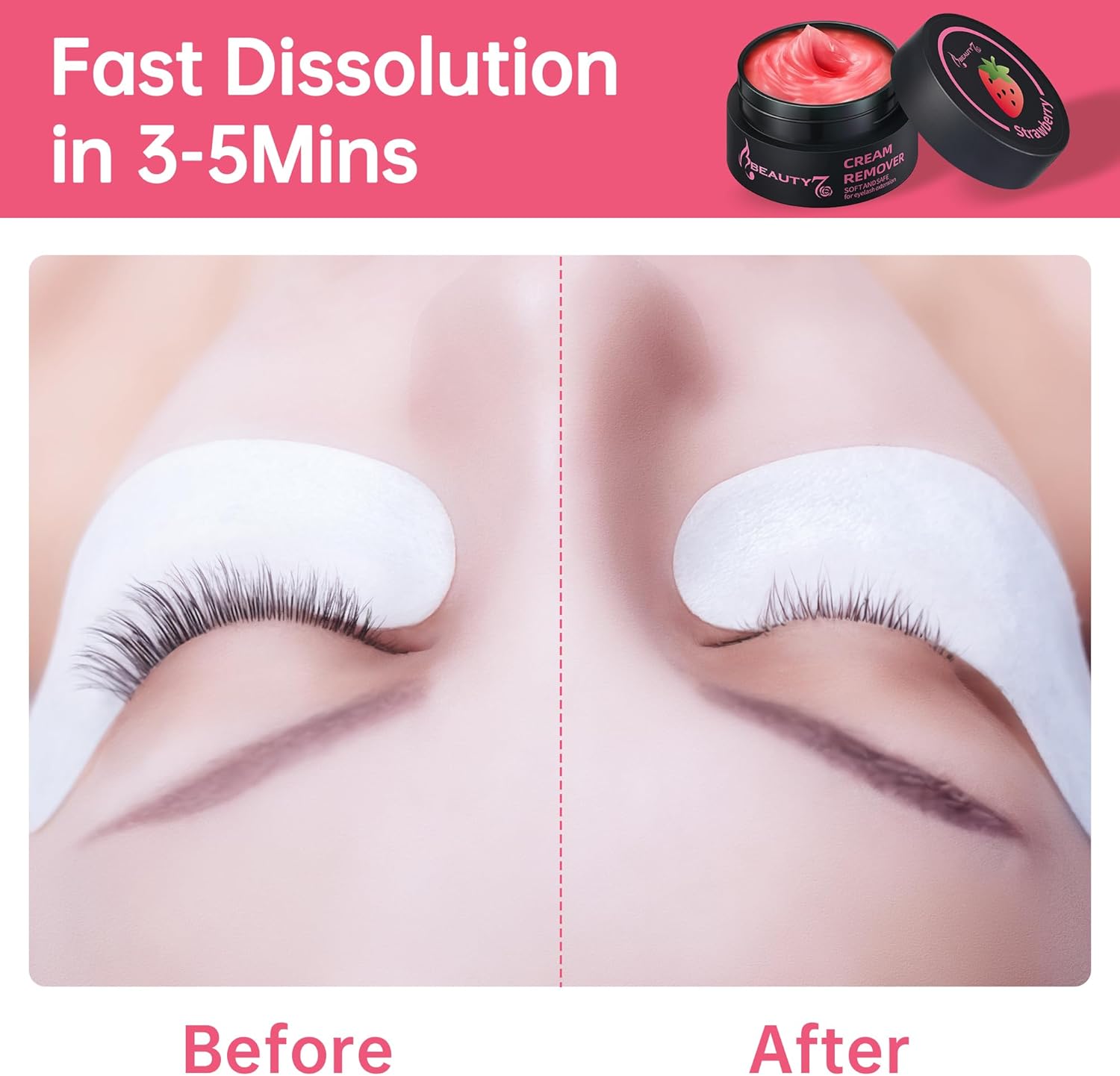 Detalle 1 de Beuaty7 Crema Rimuovi per Ciglia 5g – Rosa, per Extension Ciglia Individuale