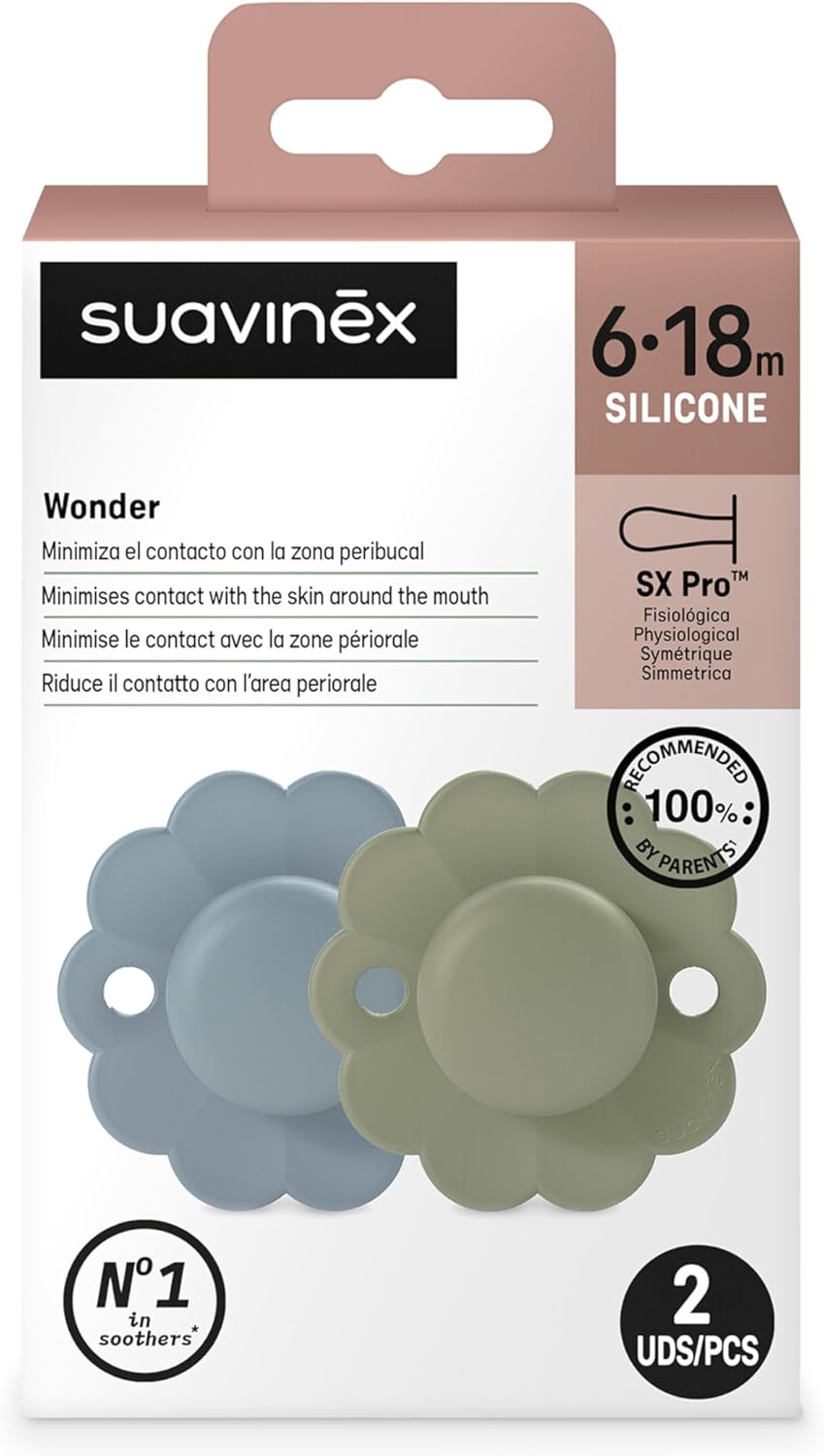 Detalle de Suavinex Confezione 2 Ciucchi Wonder 6/18 mesi con tettarella SX Pro, scudo rotondo