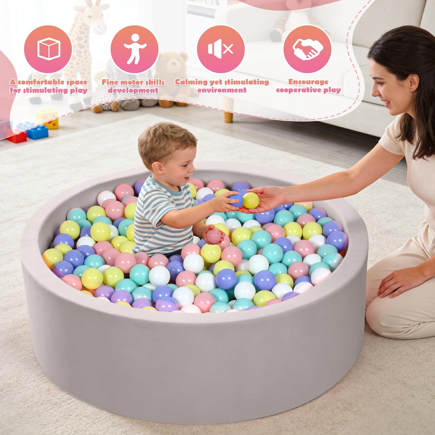 Thumbnail 6 de SIUUHOVS Foam Baby Ball Pit 35.4" x 11.8": Safe, Soft Play Space for Toddlers (Balls Not Included)