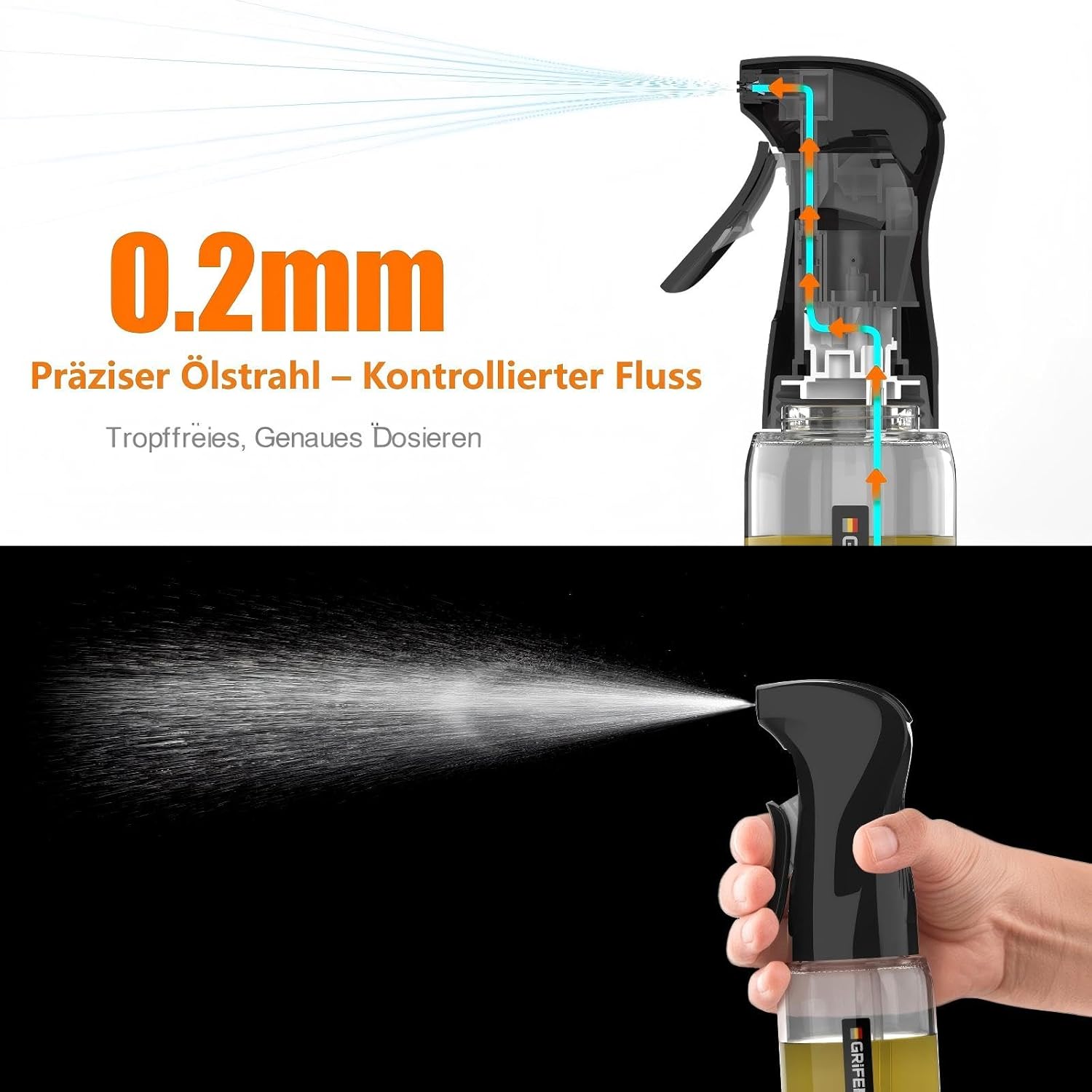 Thumbnail 2 de GRIFEMA Ölsprüher Glas 200 ml (GE2003B) – präziser 1-g-Dosierer mit gezieltem Sprühstrahl