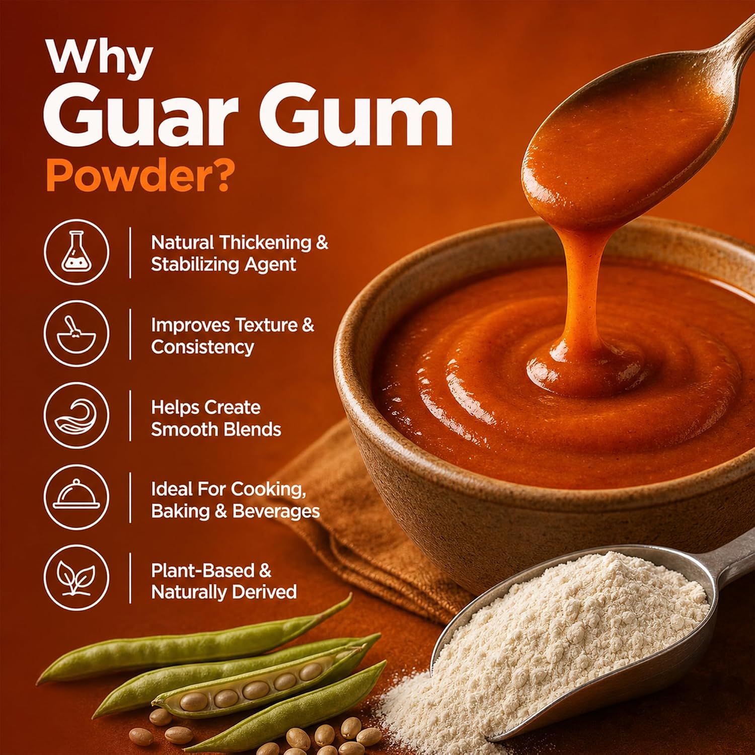 Detalle de Vitamatic Guar Gum Powder 1 kg (2.2 lb), Plant-Based Thickener & Stabilizer