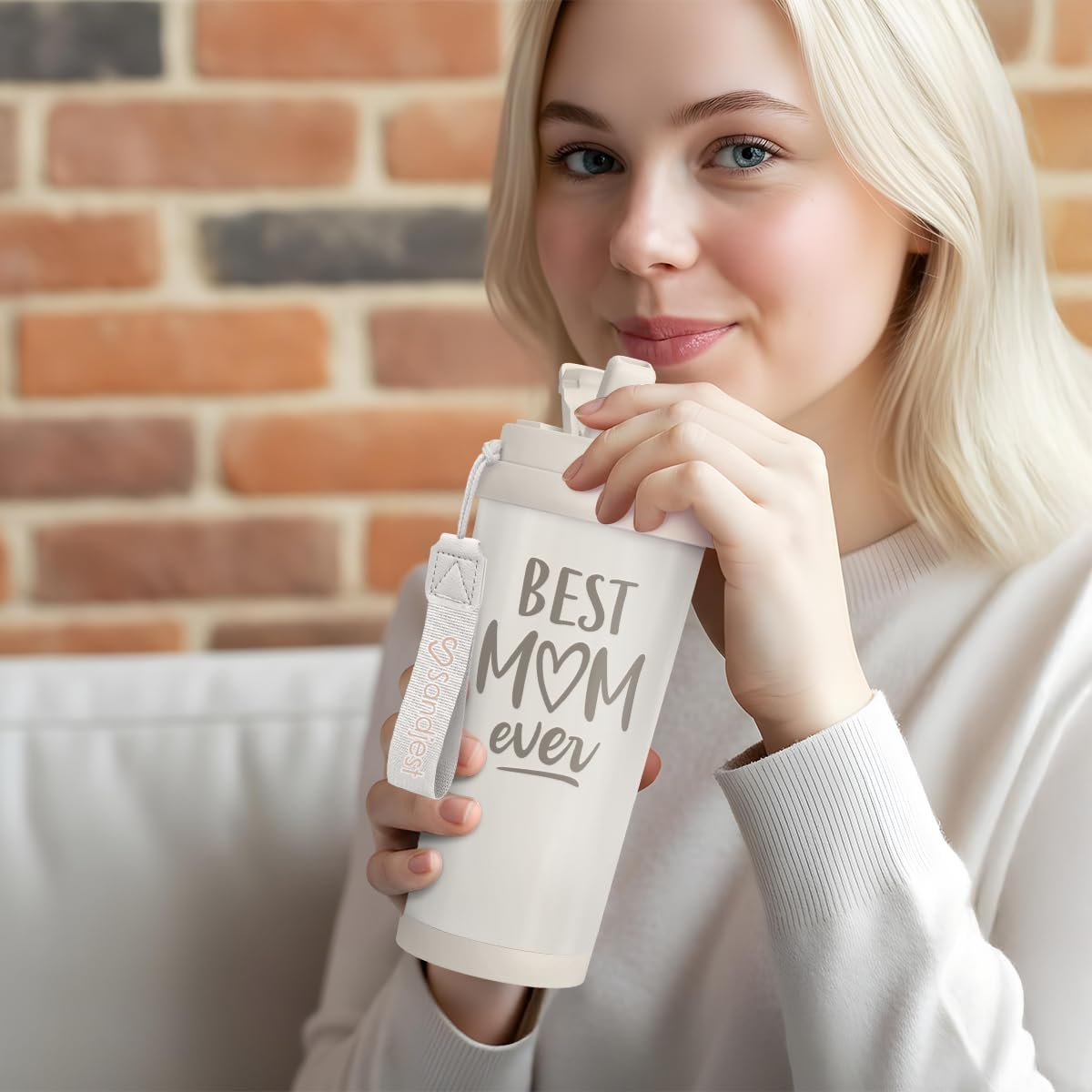 Thumbnail 5 de SANDJEST Best Mom Ever Tumbler: 18 oz Stainless Steel with 2-in-1 Lid