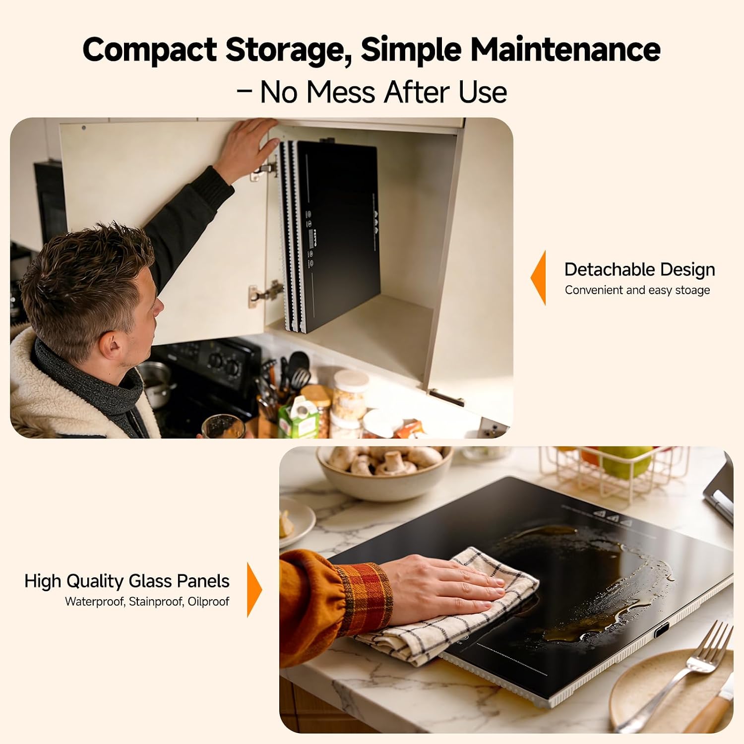 Detalle 2 de FEPPO HF-PJ03 Electric Food Warming Tray, Modular 47" x 15" Glass Surface