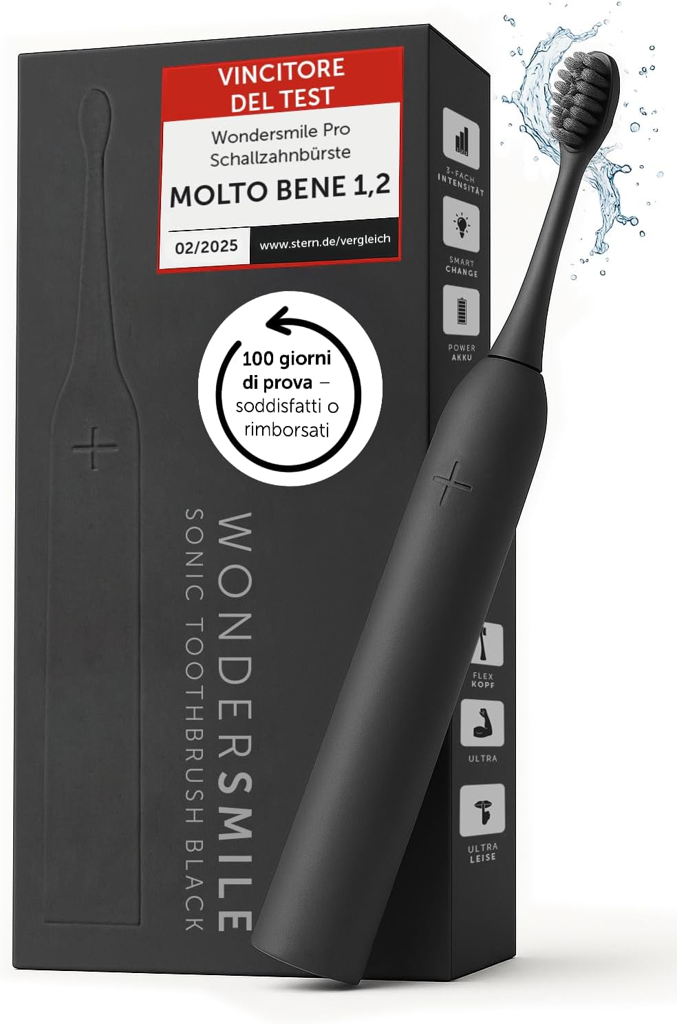 Detalle de WonderSmile Pro Spazzolino elettrico a ultrasuoni: performance, autonomia e certificazioni per una cura dentale avanzata