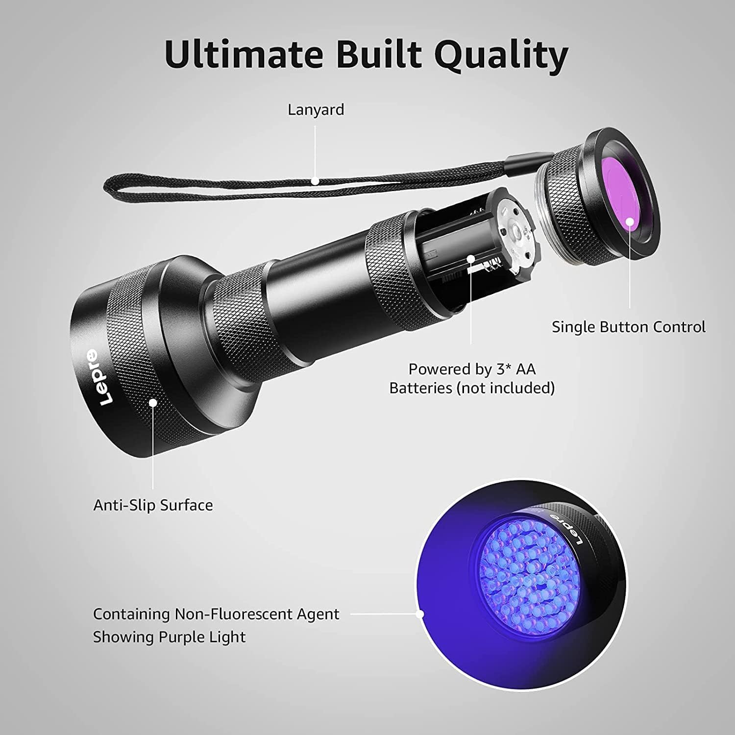 Thumbnail 1 de Lepro 51 LED UV torch 395nm for stains 🔦
