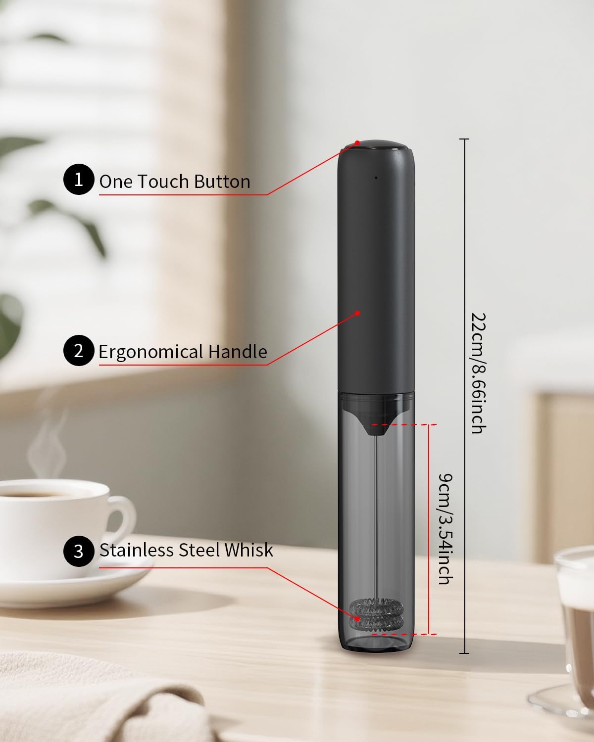 Detalle 2 de CIRCLE JOY Electric Milk Frother — Rechargeable Handheld 🥛