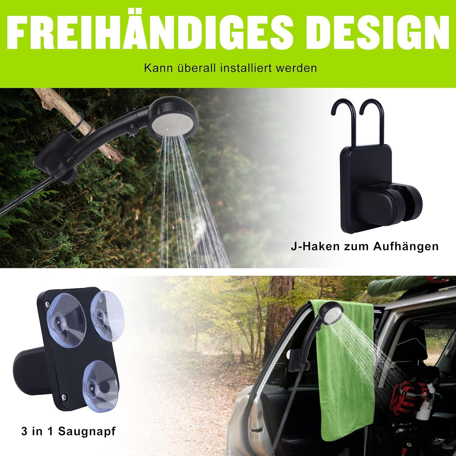 Thumbnail 6 de Spopal Camping-Dusche tragbar (6.000 mAh) mit Pumpe & Temperaturanzeige – Outdoor-Set für Garten, Strand & Reisen