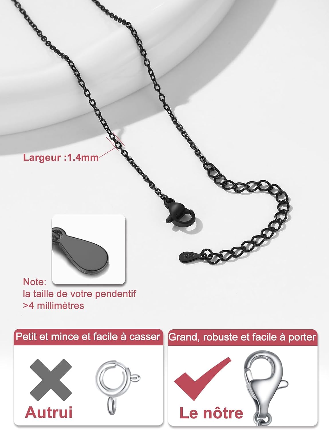 Thumbnail 4 de FOCALOOK Chaîne Collier Rolo 45cm 1,4mm
