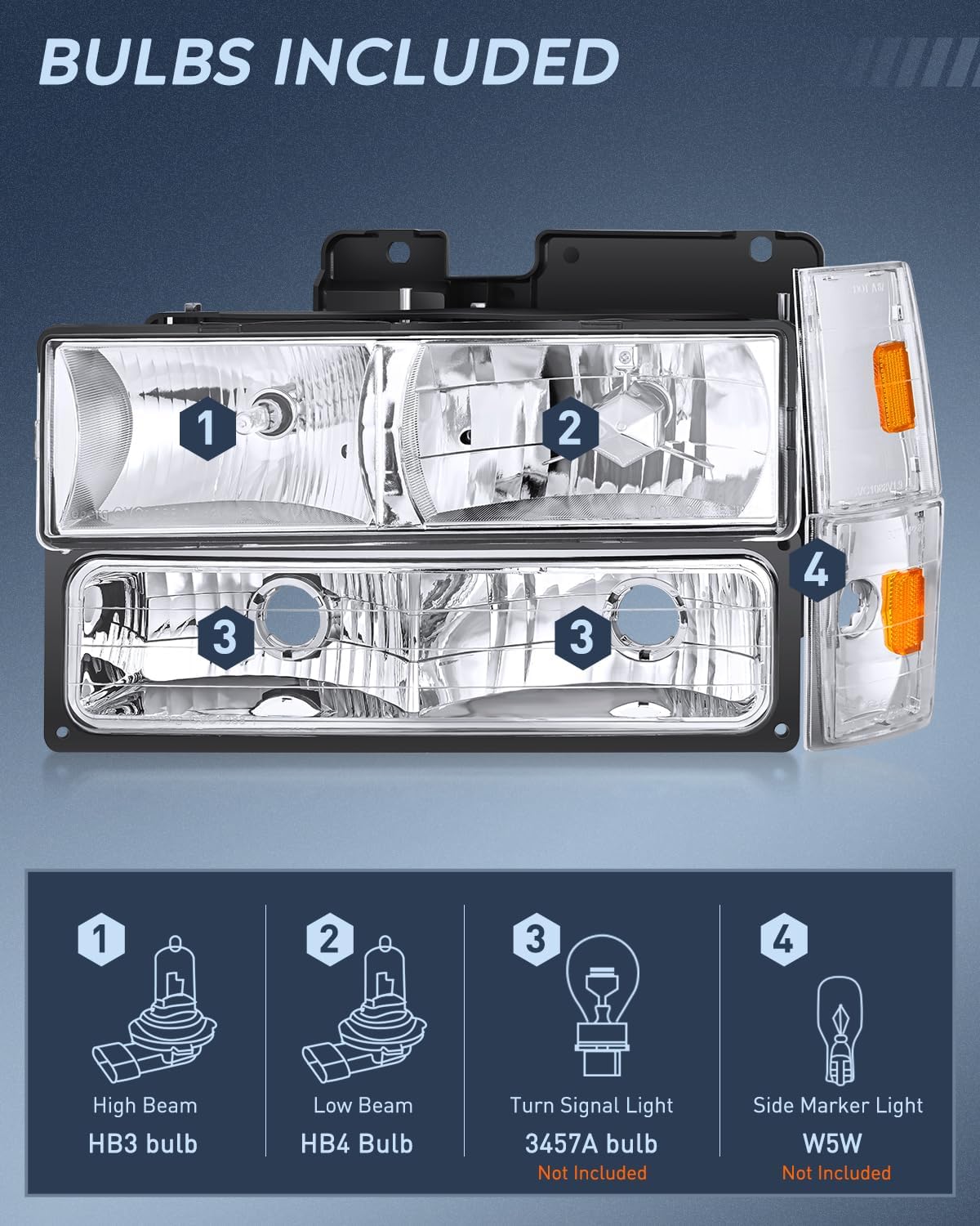Thumbnail 1 de Nilight Headlight Assembly 1988-1993
